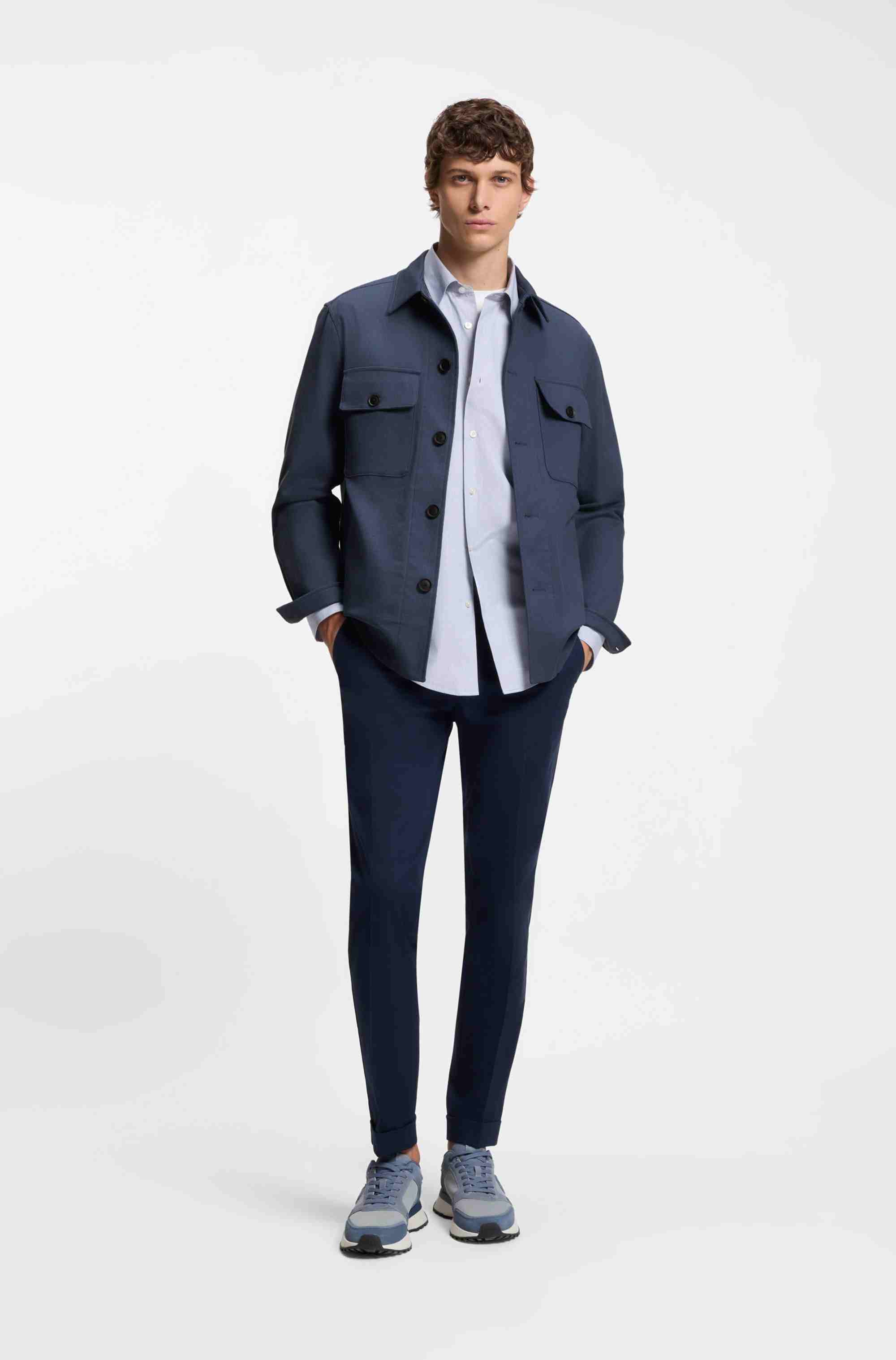 Relaxed-fit overshirt in stretch-cotton twill
