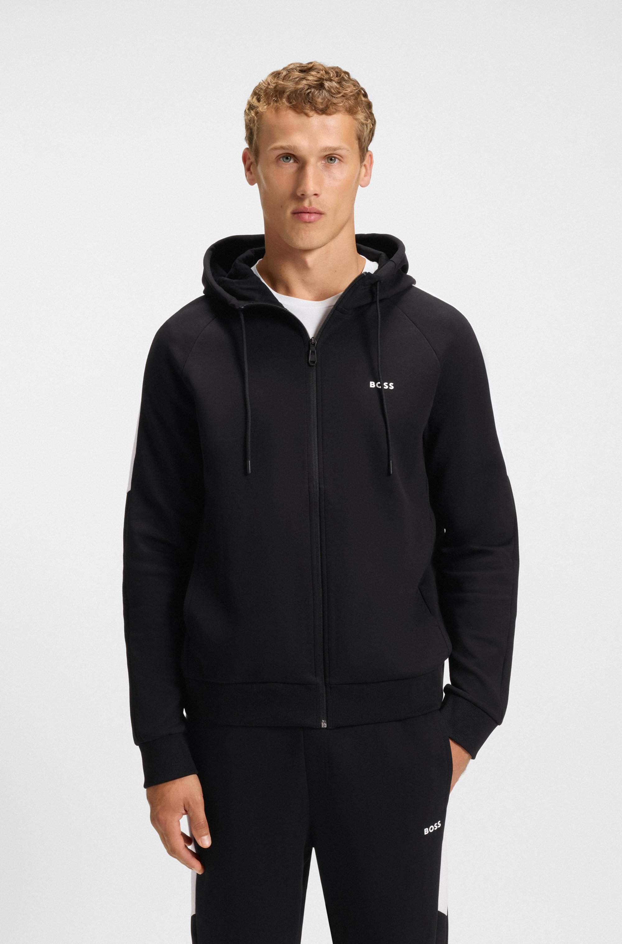 Stretch-cotton tracksuit set with contrast inserts