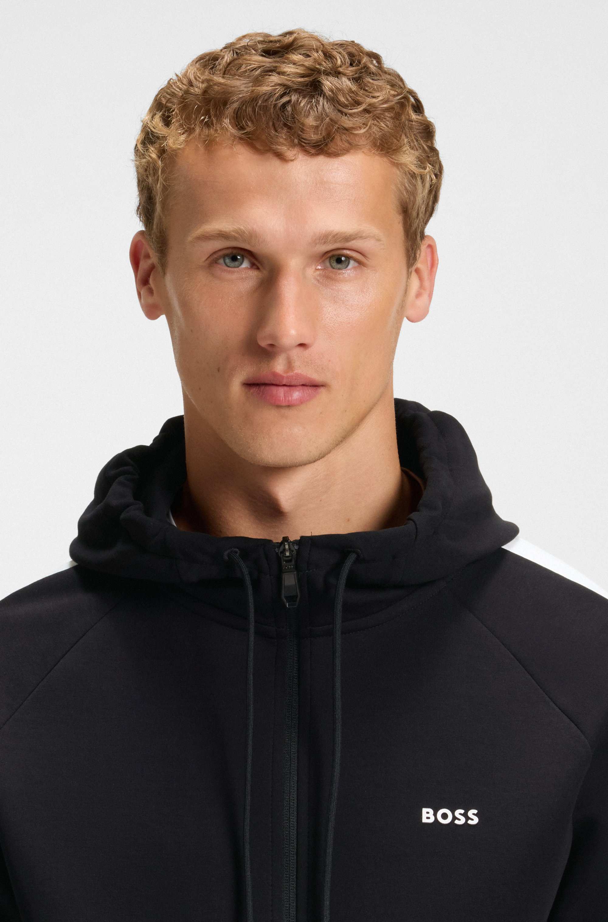 Stretch-cotton tracksuit set with contrast inserts