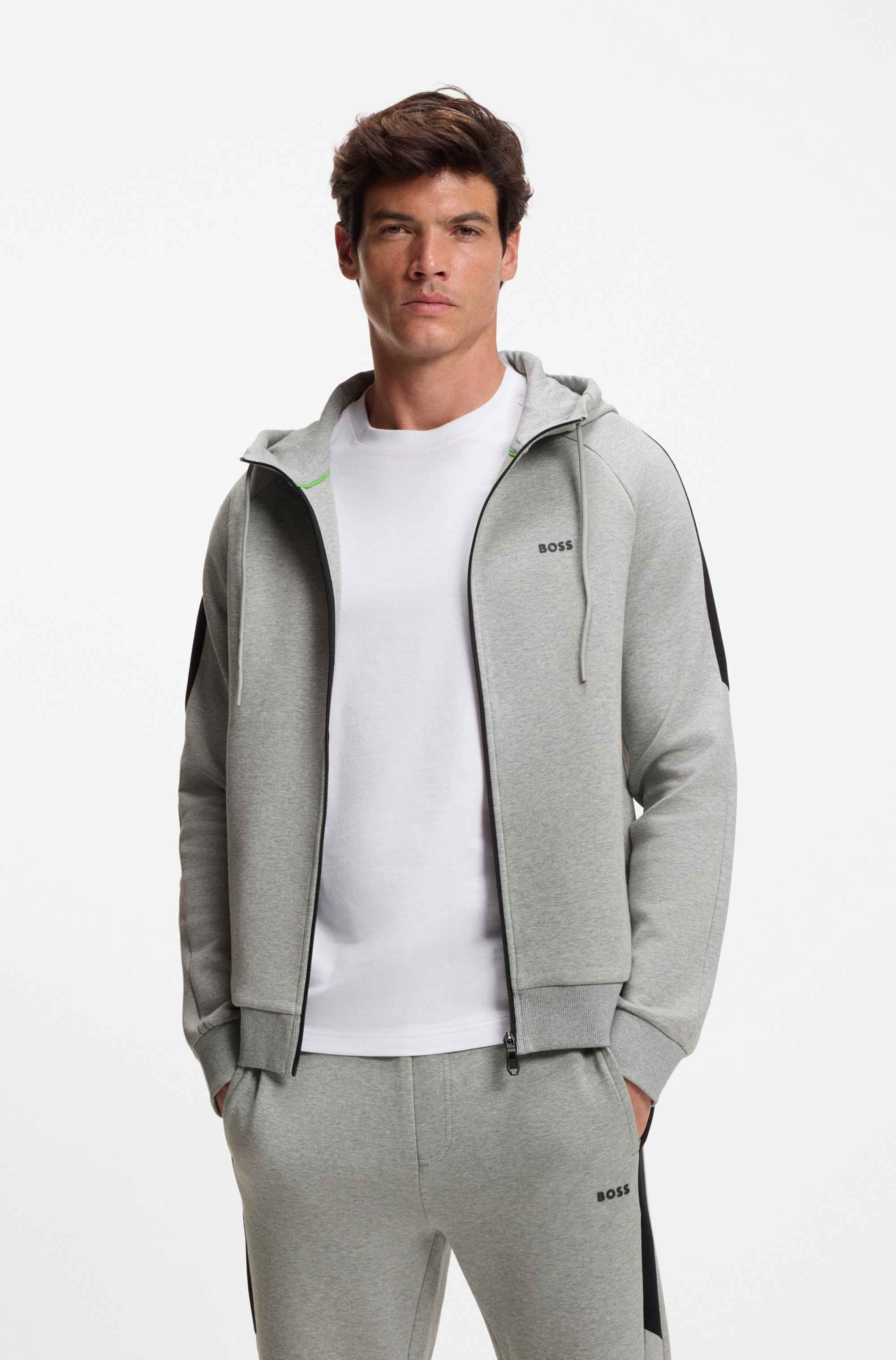 Stretch-cotton tracksuit with contrast inserts