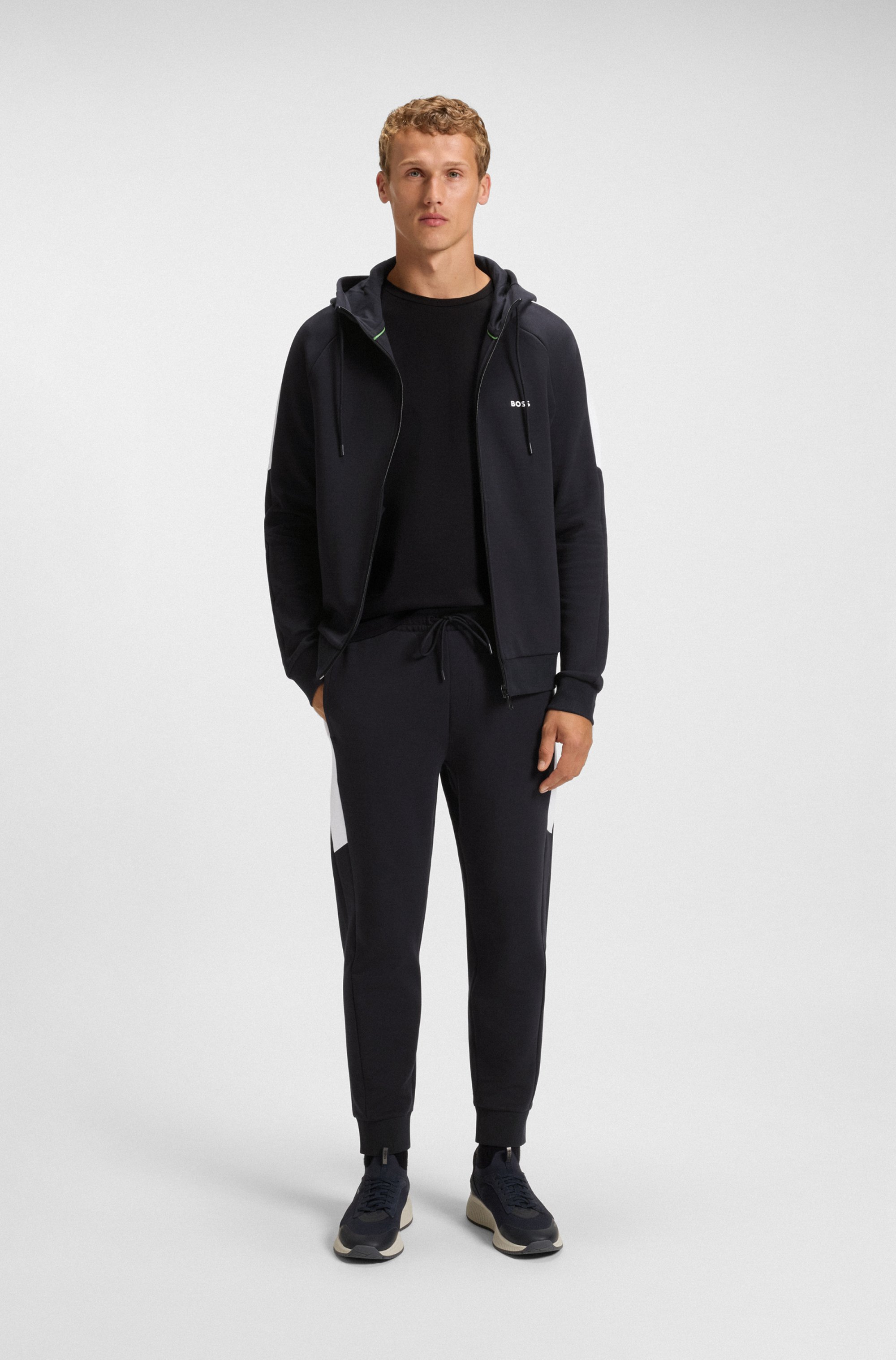 Stretch-cotton tracksuit set with contrast inserts