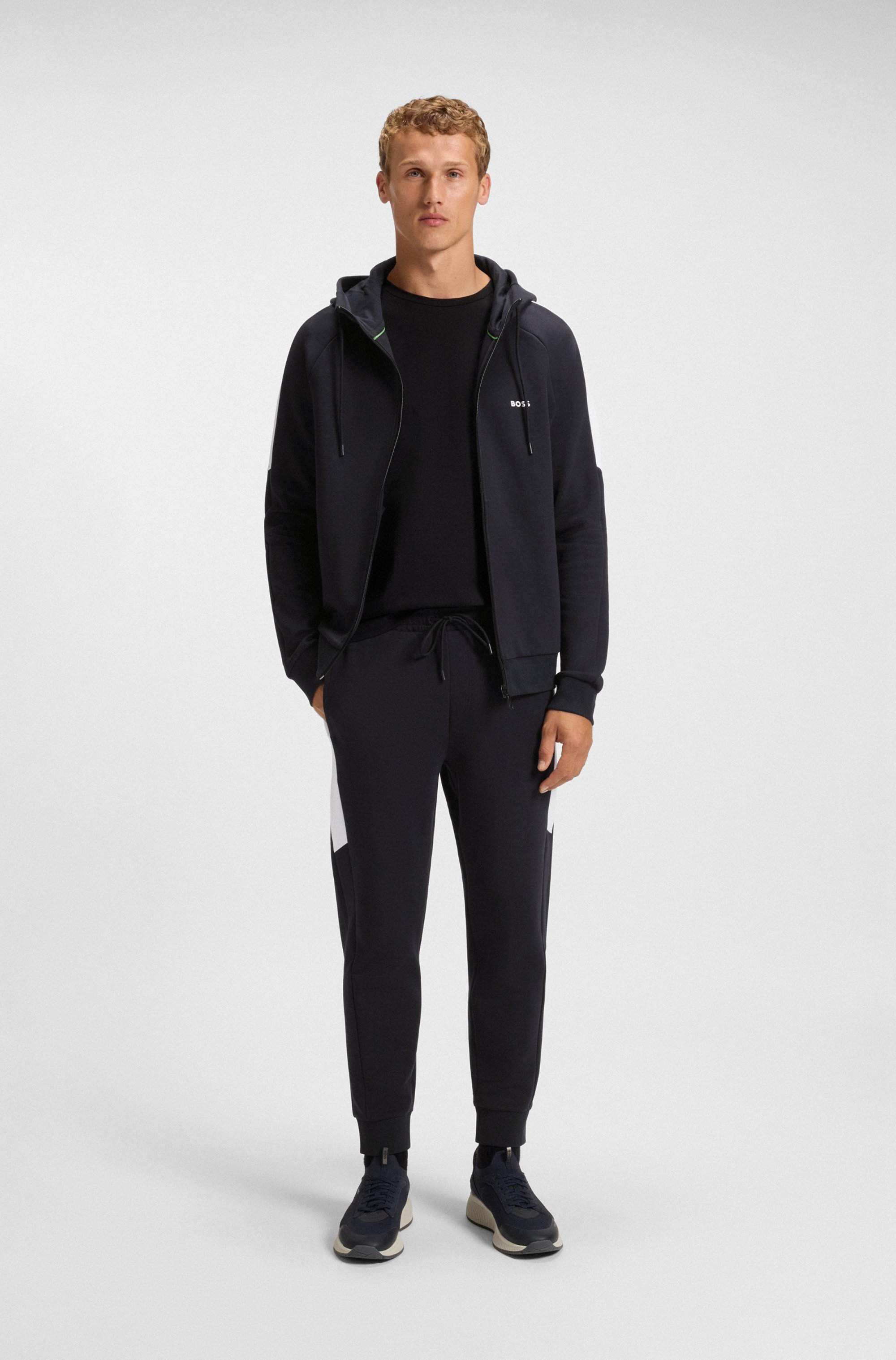 Stretch-cotton tracksuit set with contrast inserts