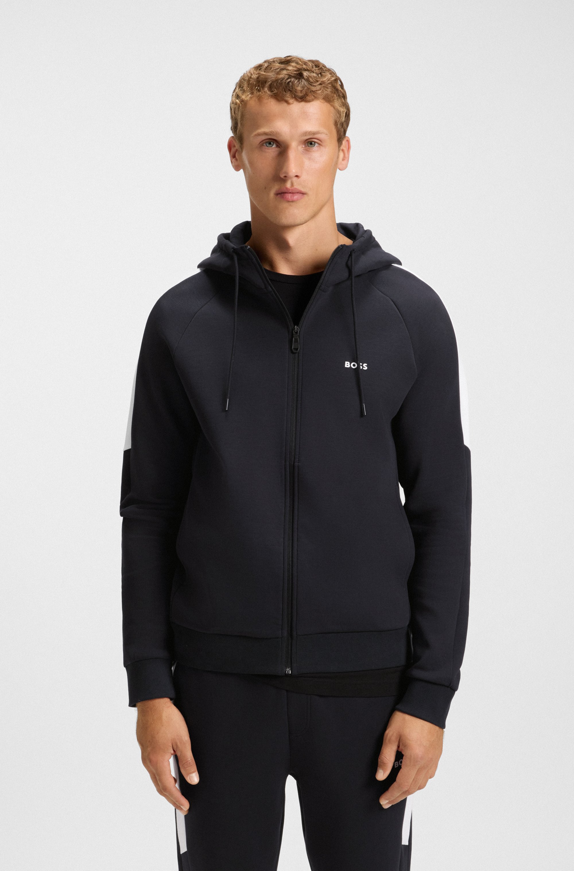 Stretch-cotton tracksuit set with contrast inserts