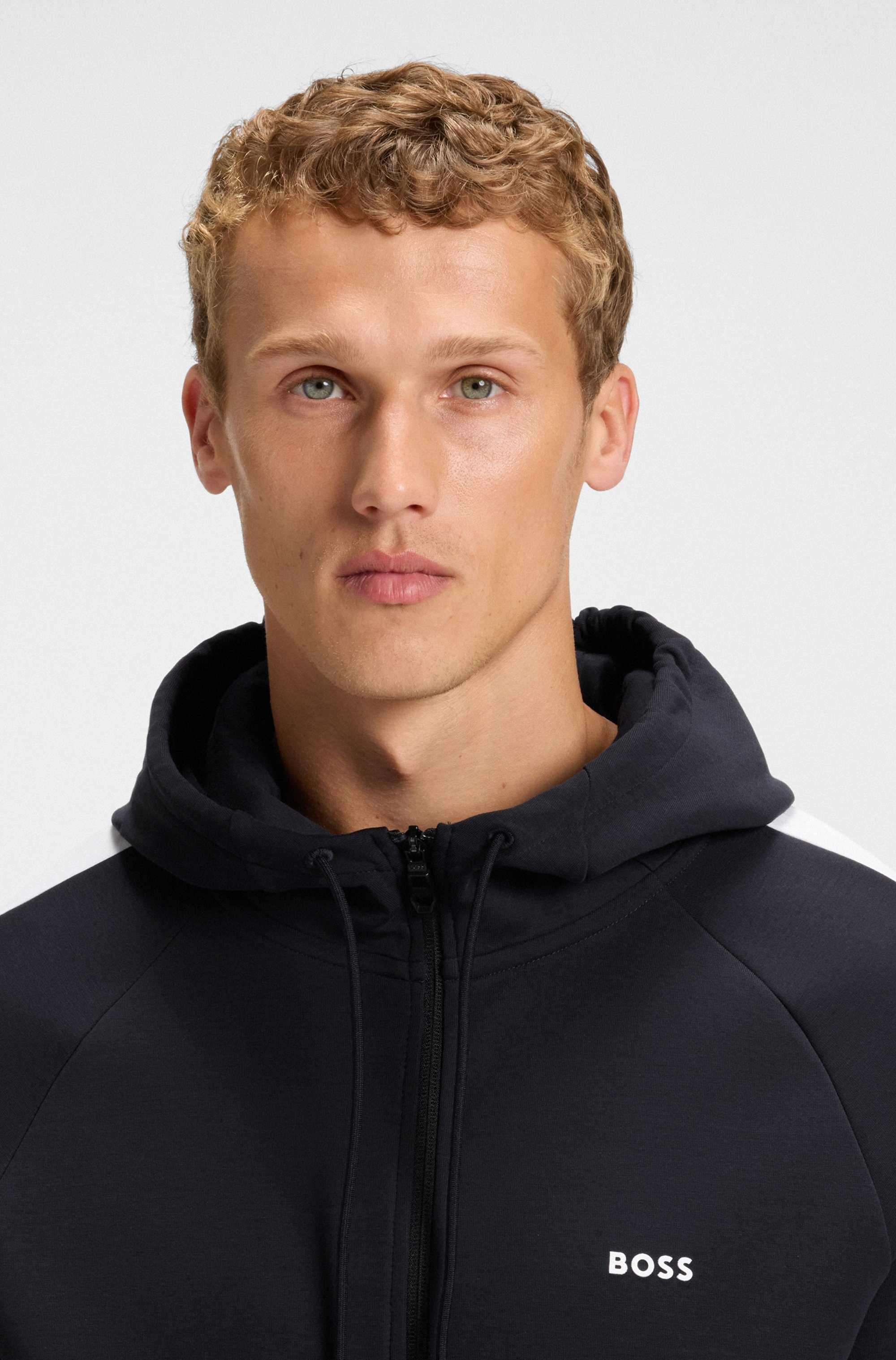 Stretch-cotton tracksuit set with contrast inserts