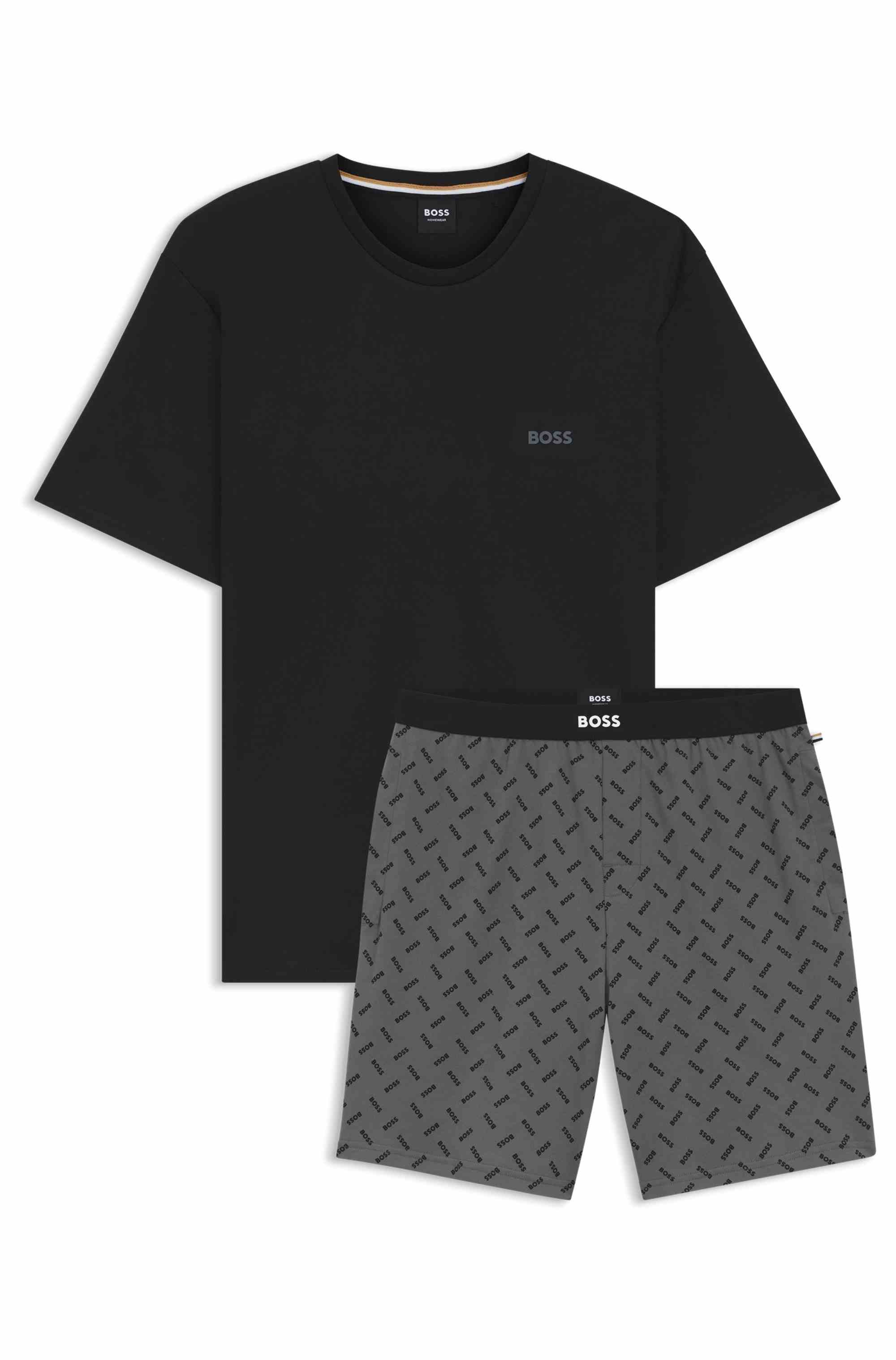 Cotton pyjama set with logo details