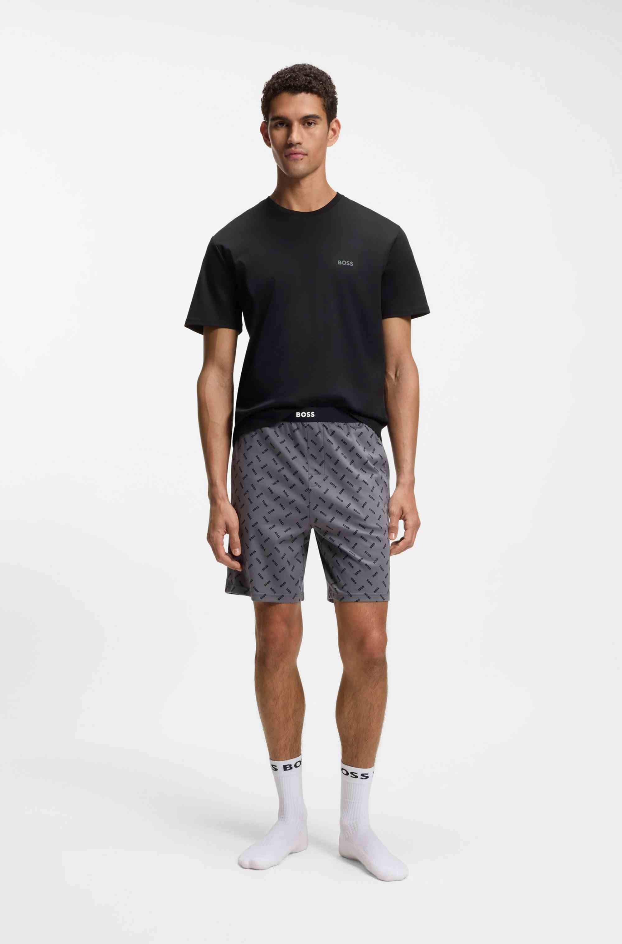 Cotton pyjama set with logo details