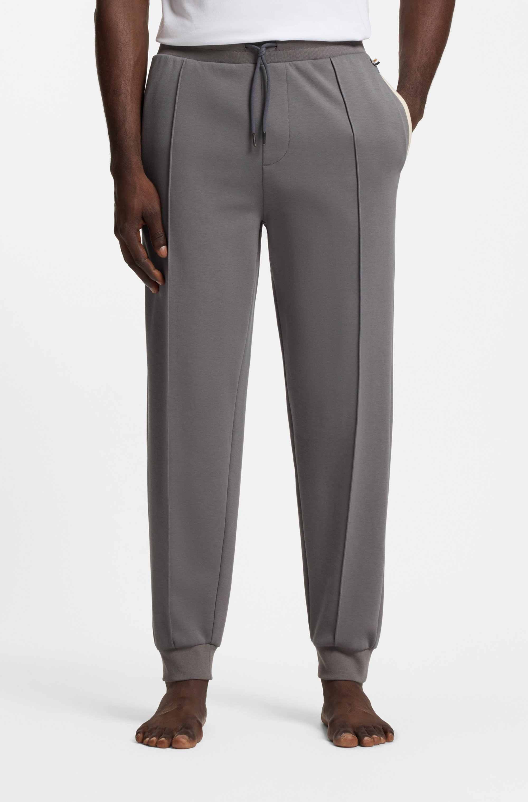 Cotton-blend tracksuit bottoms with contrast binding