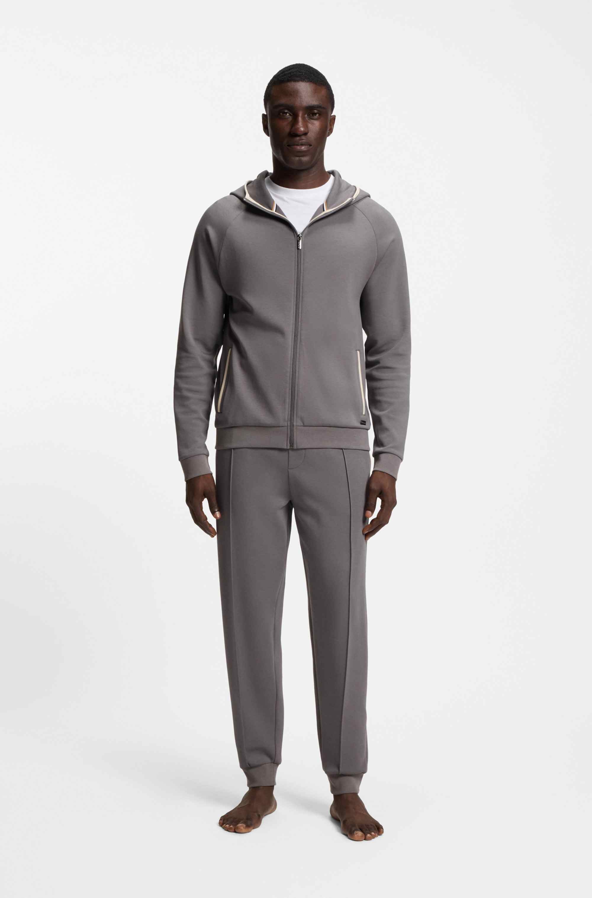 Cotton-blend tracksuit bottoms with contrast binding