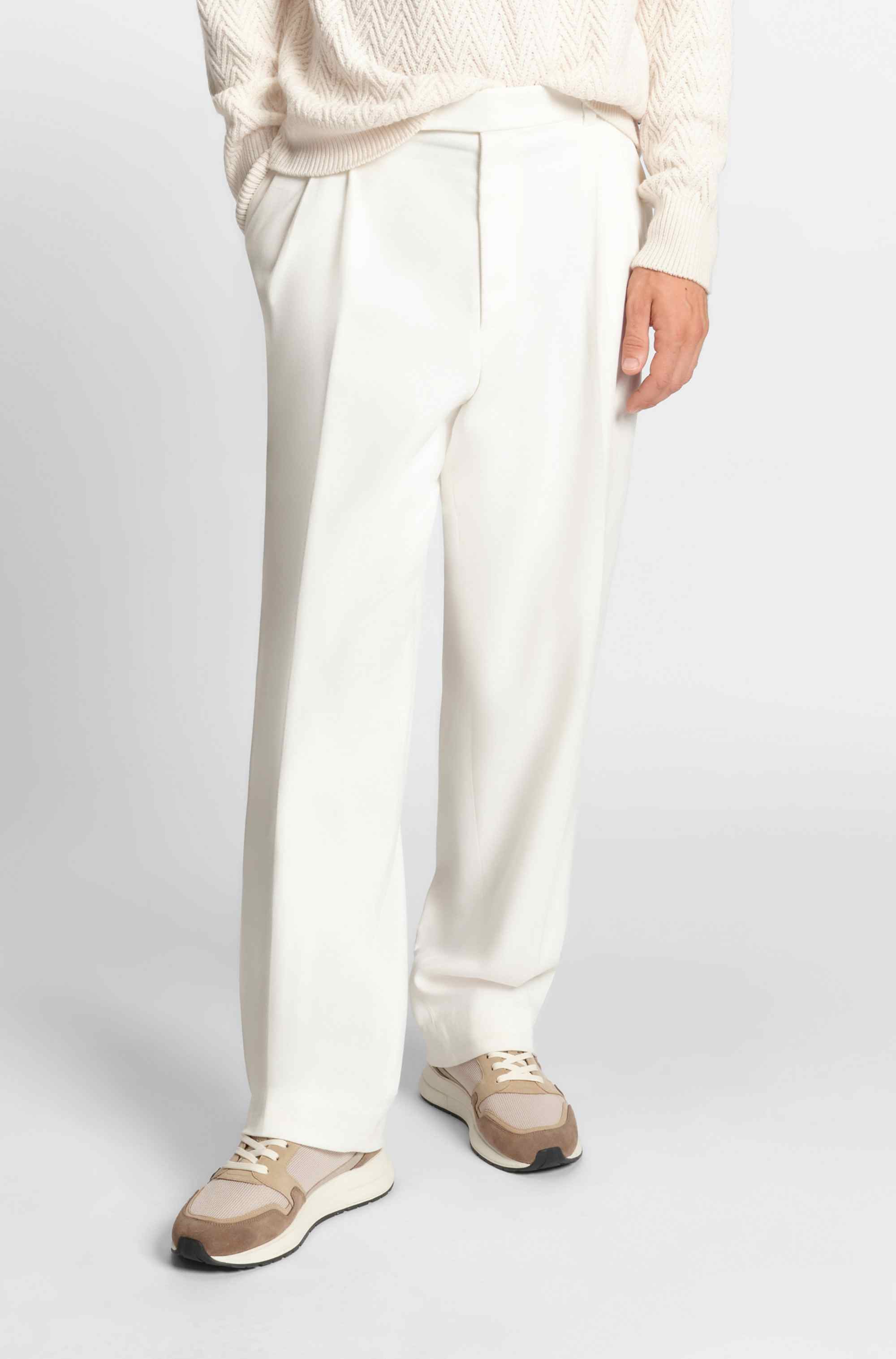 Relaxed-fit trousers in mercerised stretch cotton