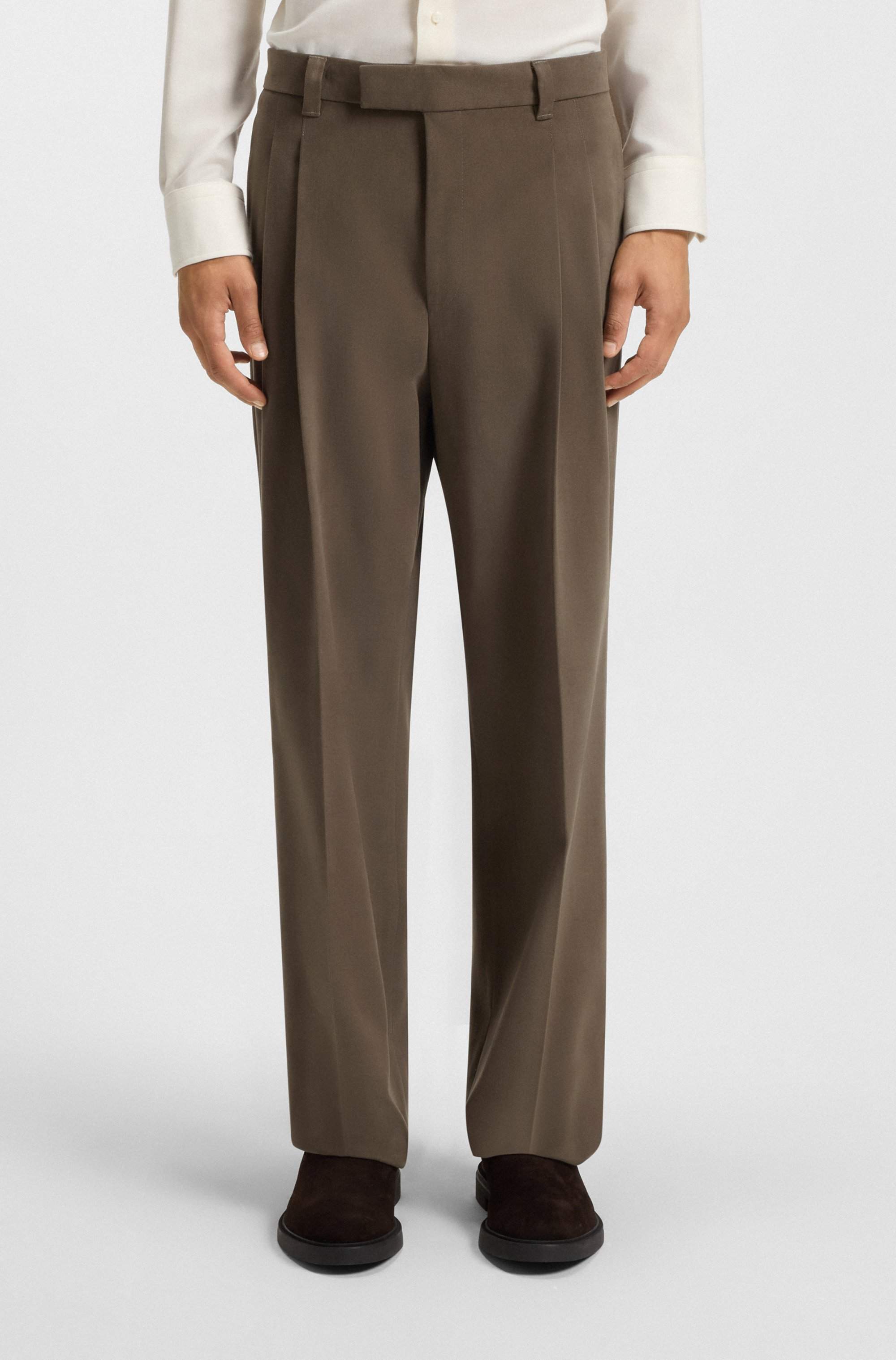 Relaxed-fit trousers in mercerised stretch cotton