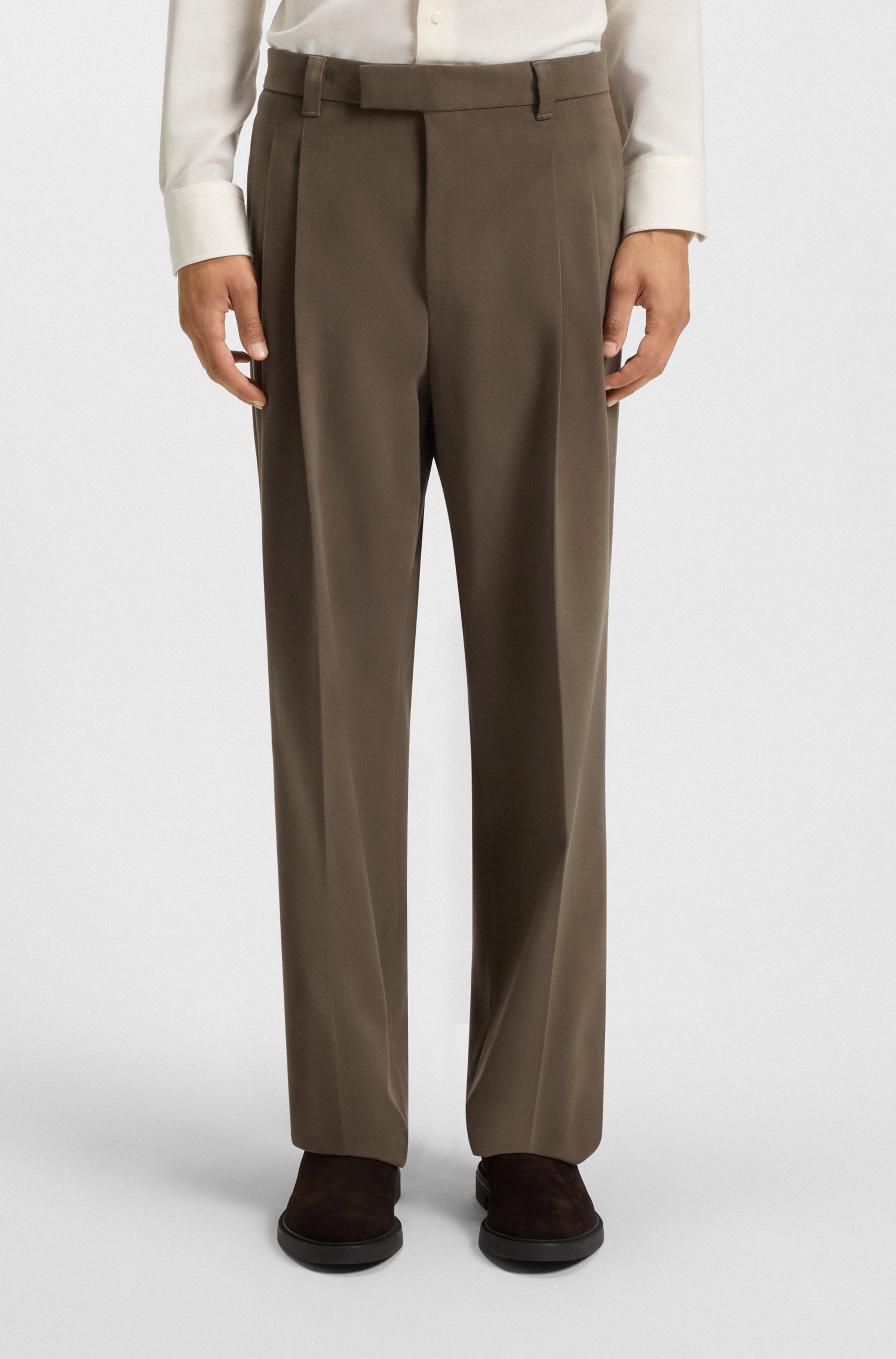 Relaxed-fit trousers in mercerised stretch cotton
