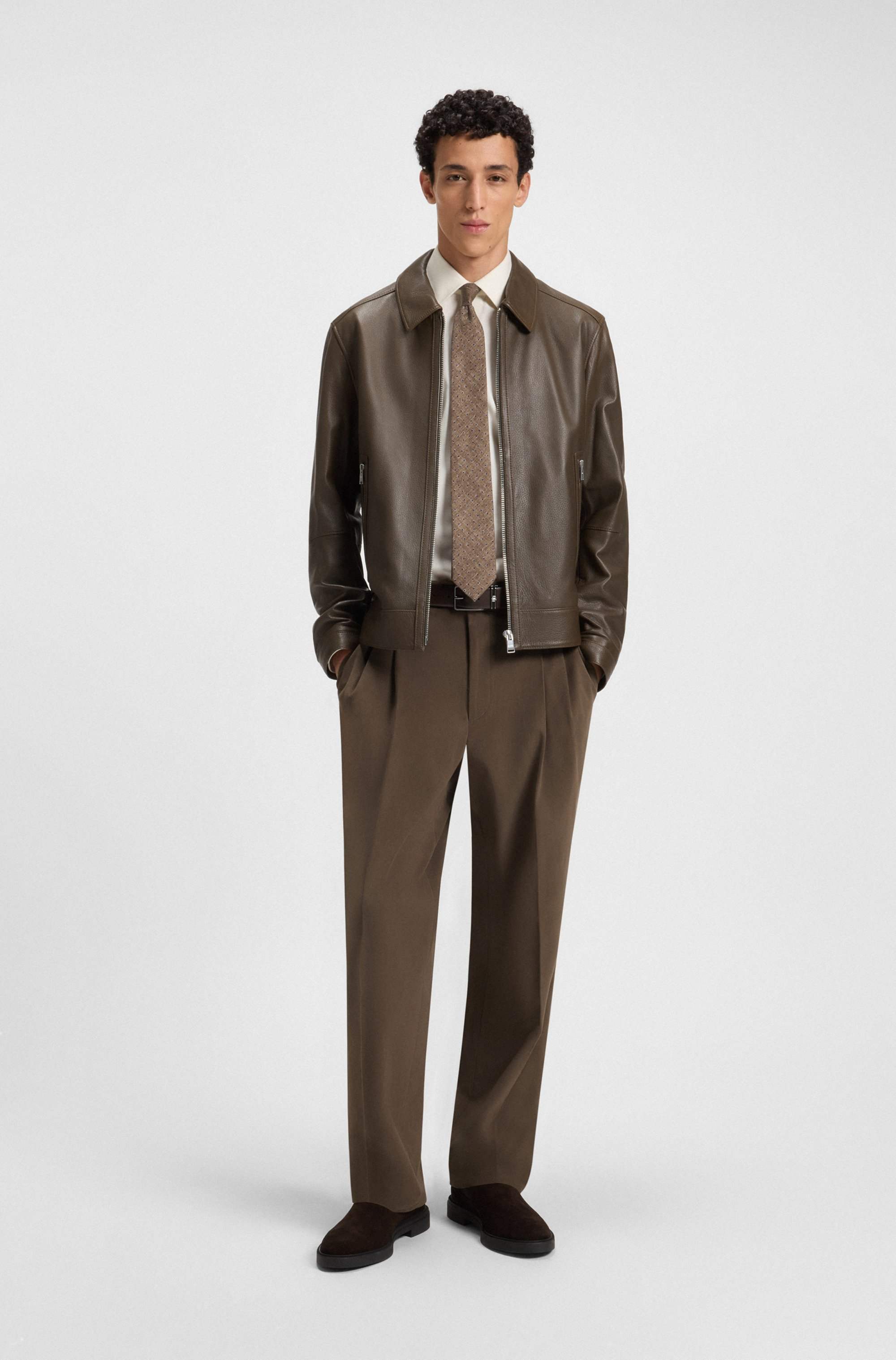 Relaxed-fit trousers in mercerised stretch cotton