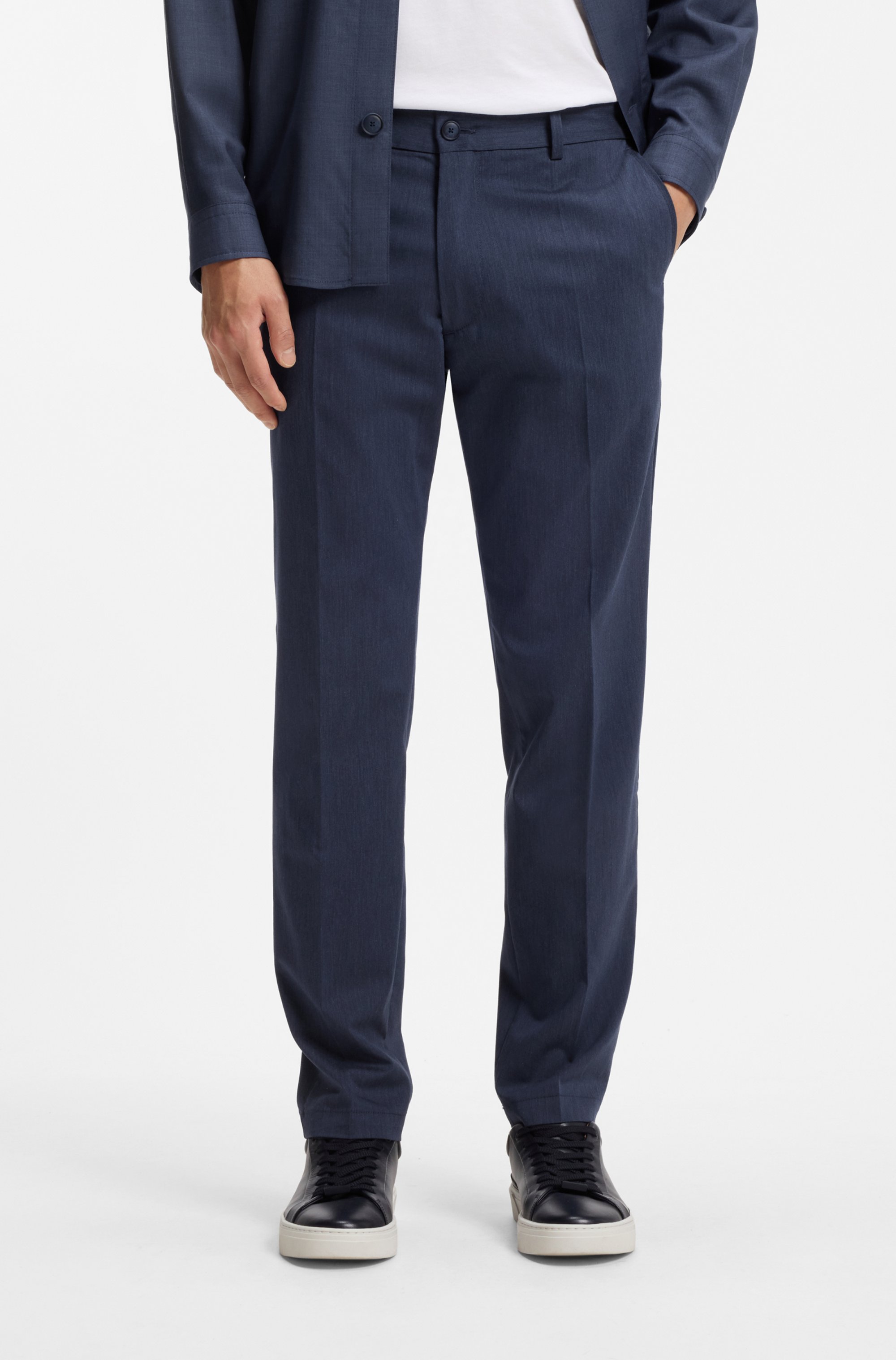 Regular-fit trousers in easy-care cotton-blend twill