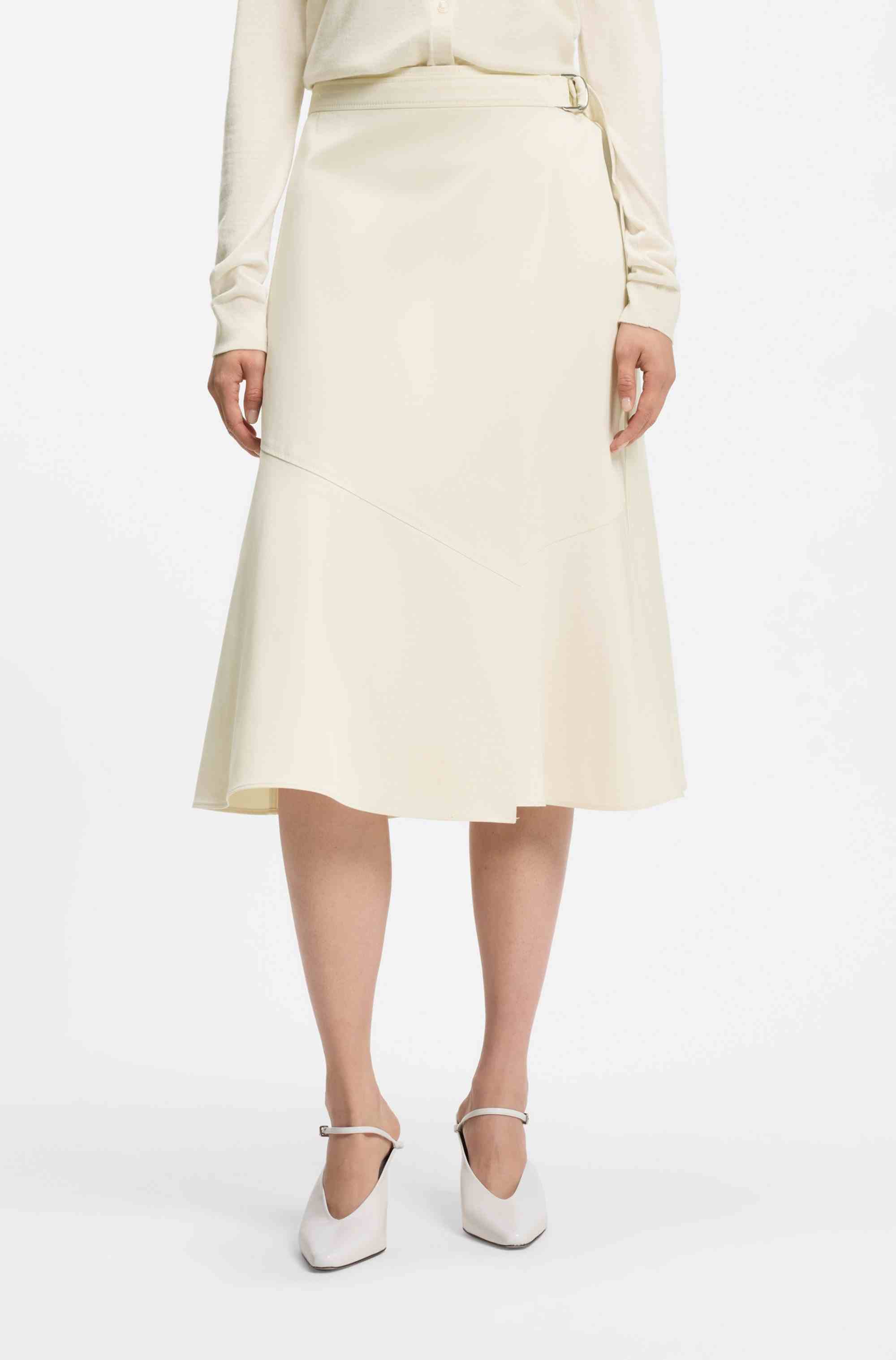 A-line wrap skirt in stretch cotton