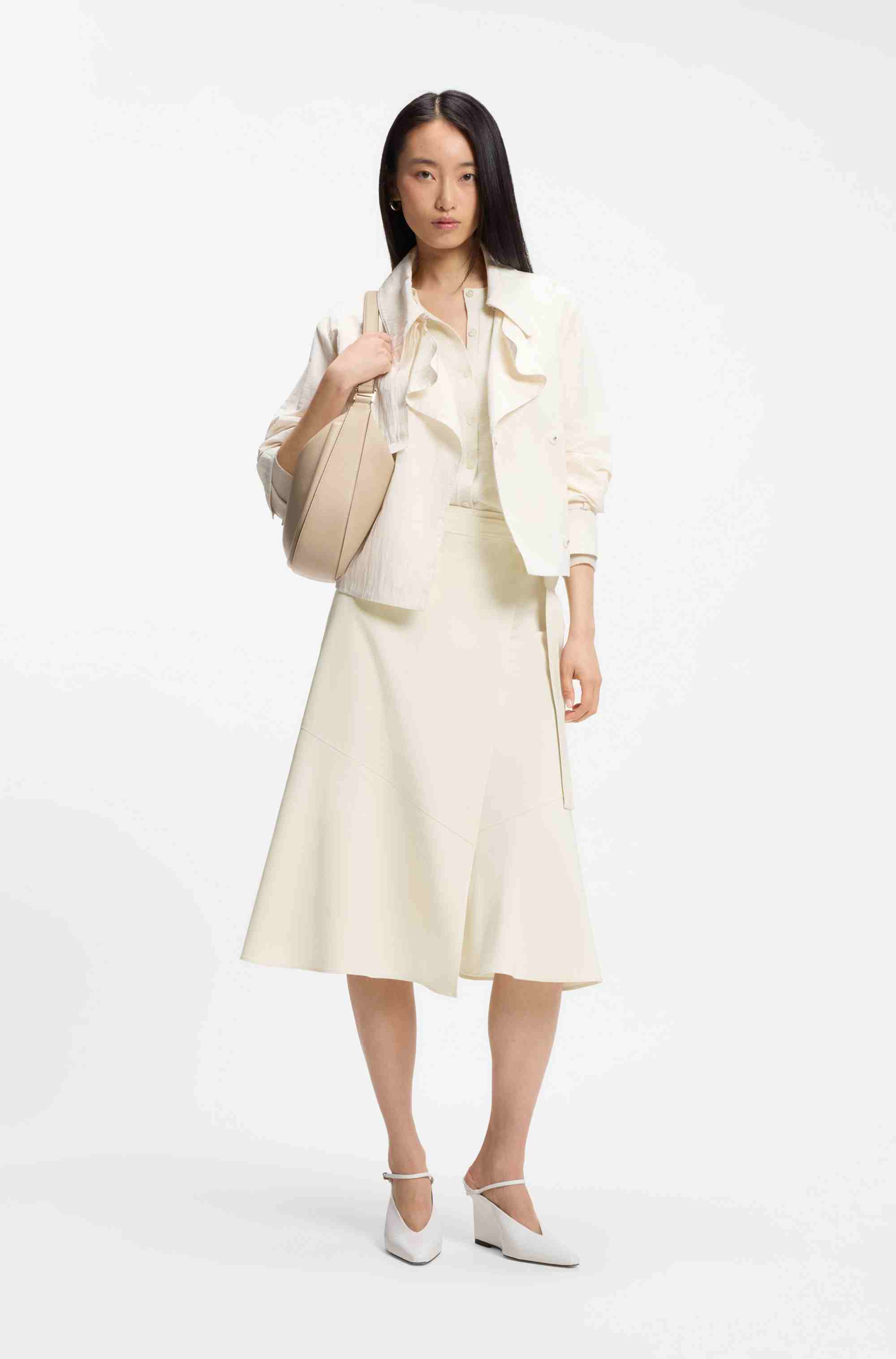 A-line wrap skirt in stretch cotton