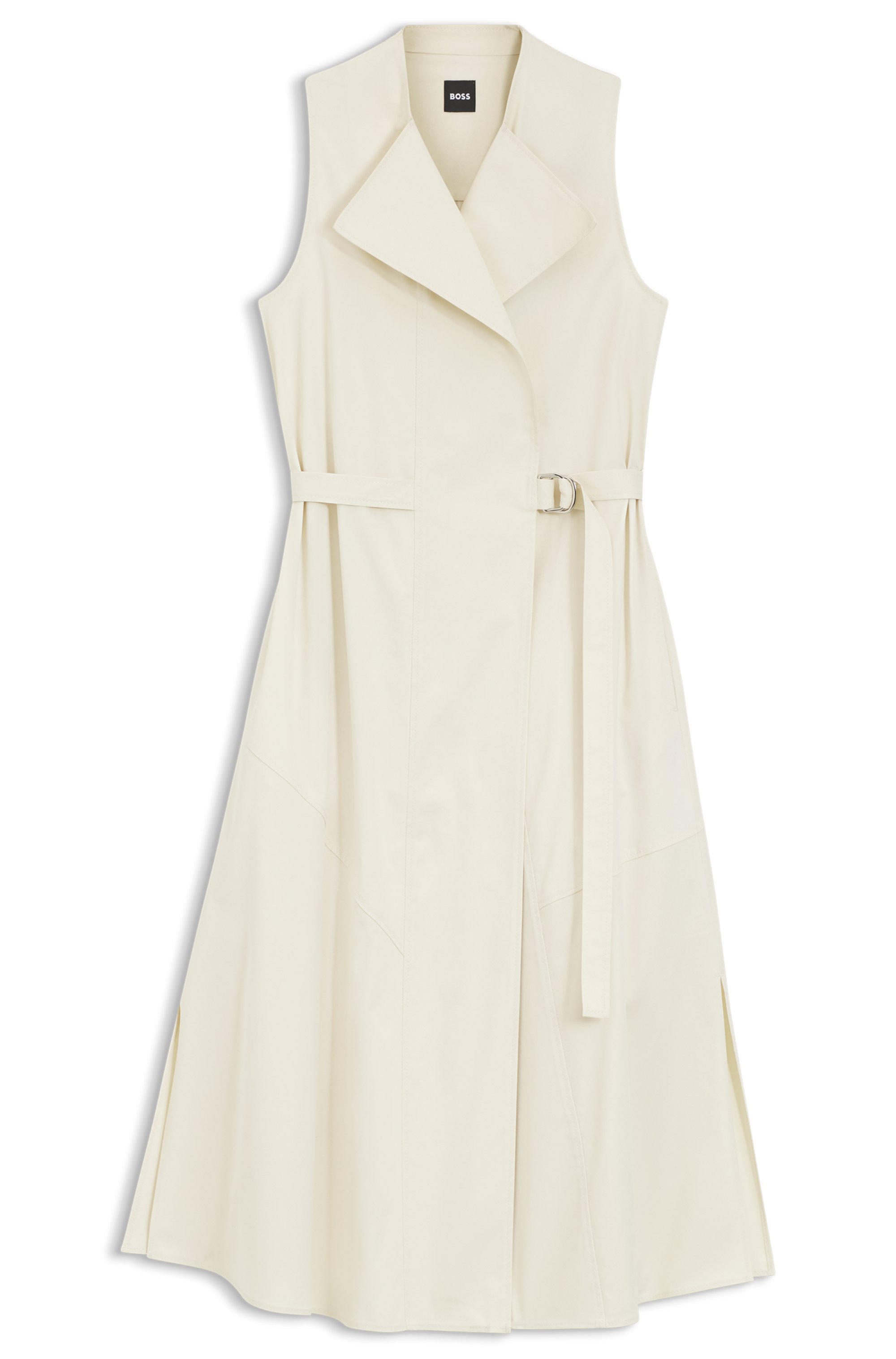 Stretch-cotton wrap dress with adjustable belt