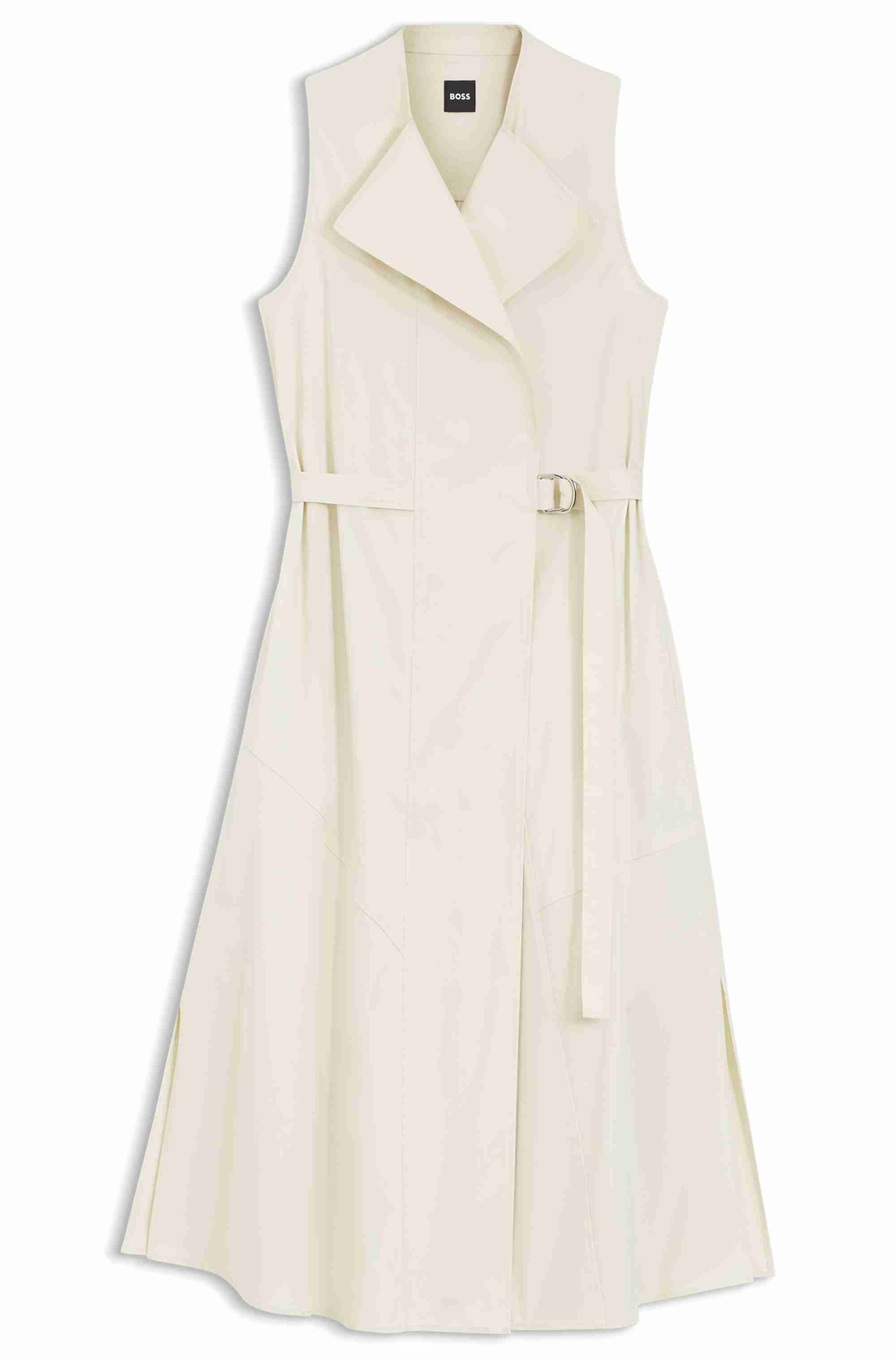 Stretch-cotton wrap dress with adjustable belt