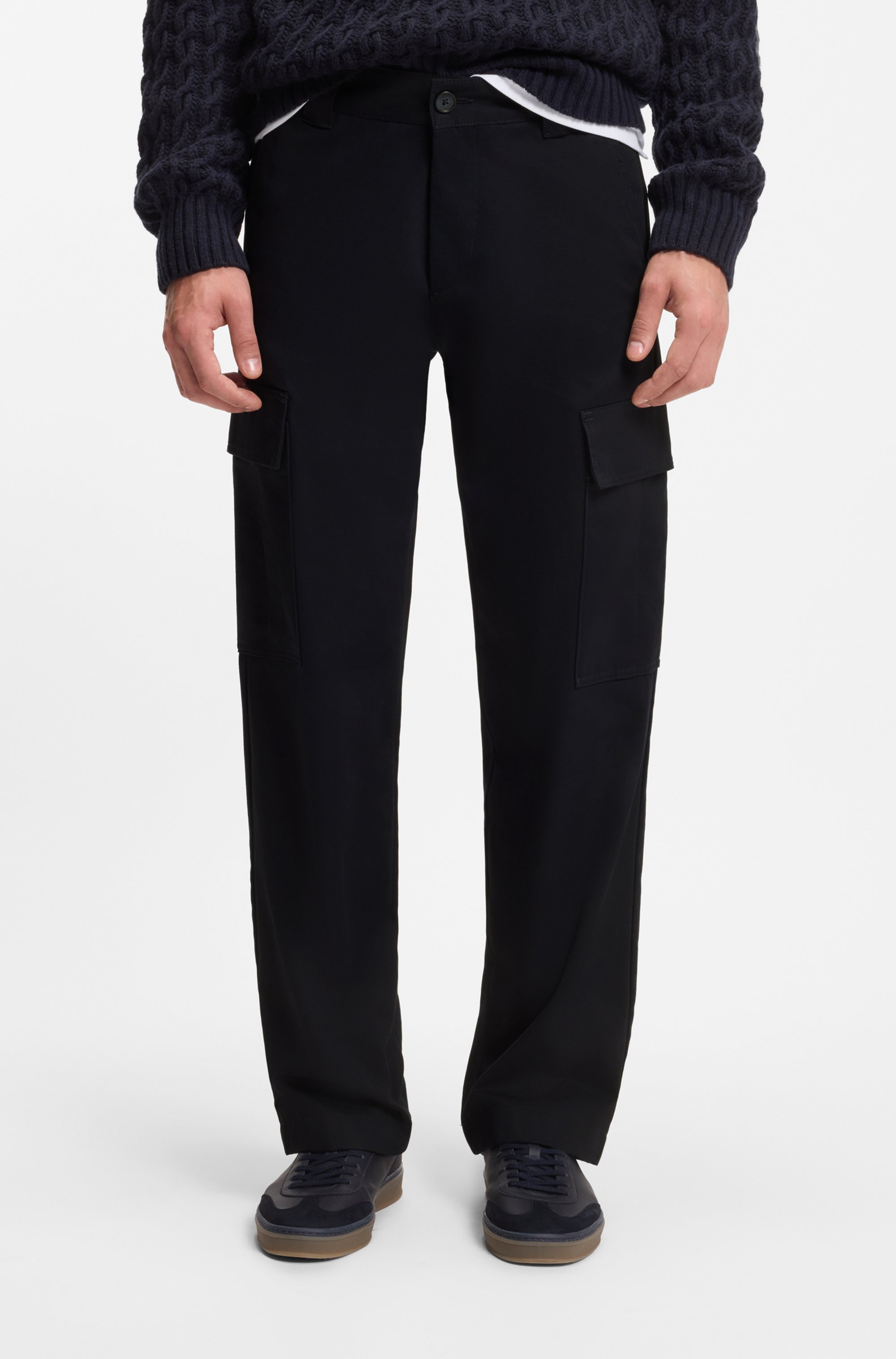 BECKHAM x BOSS cargo trousers in micro-patterned cotton