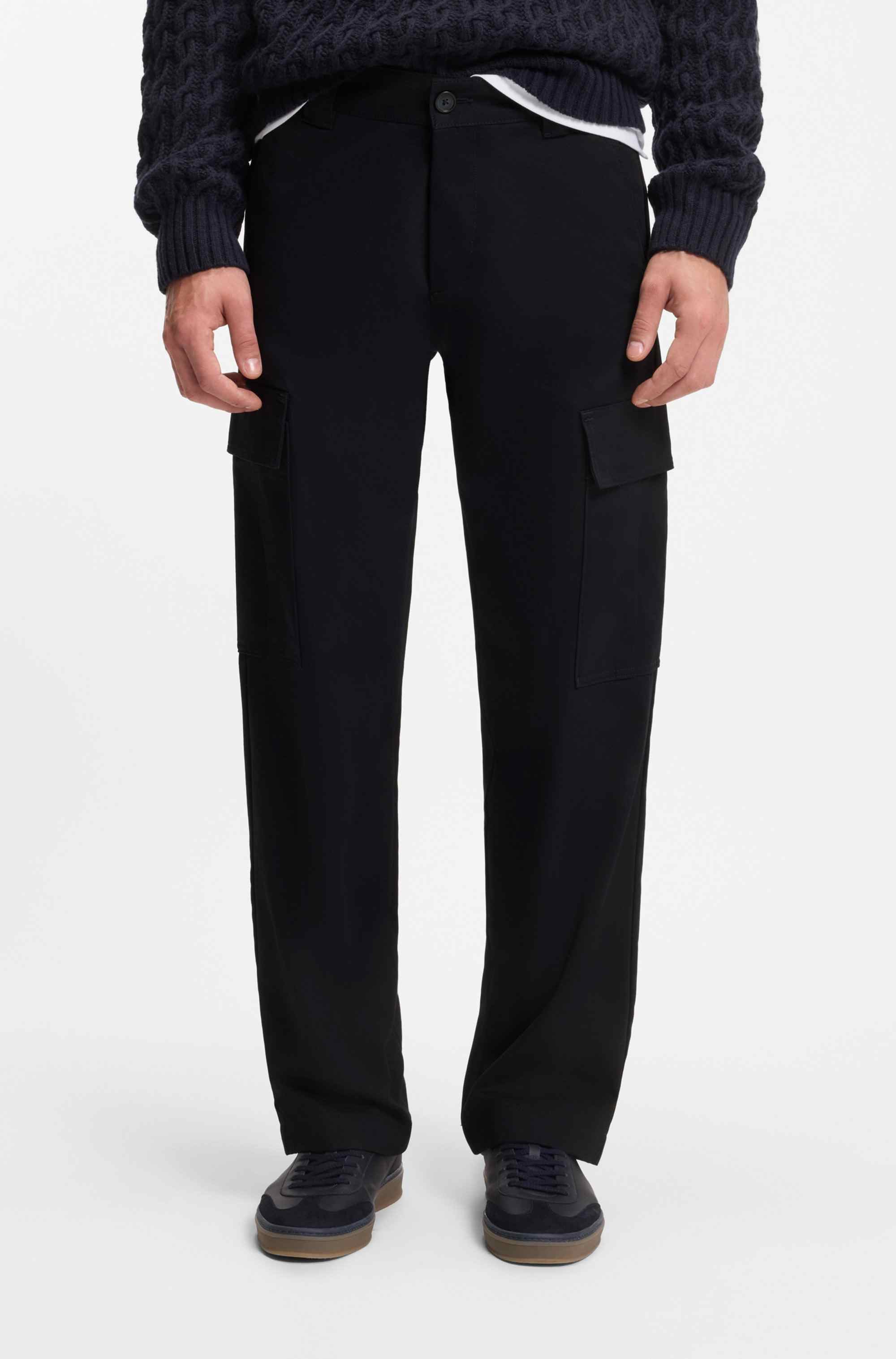 BECKHAM x BOSS cargo trousers in micro-patterned cotton