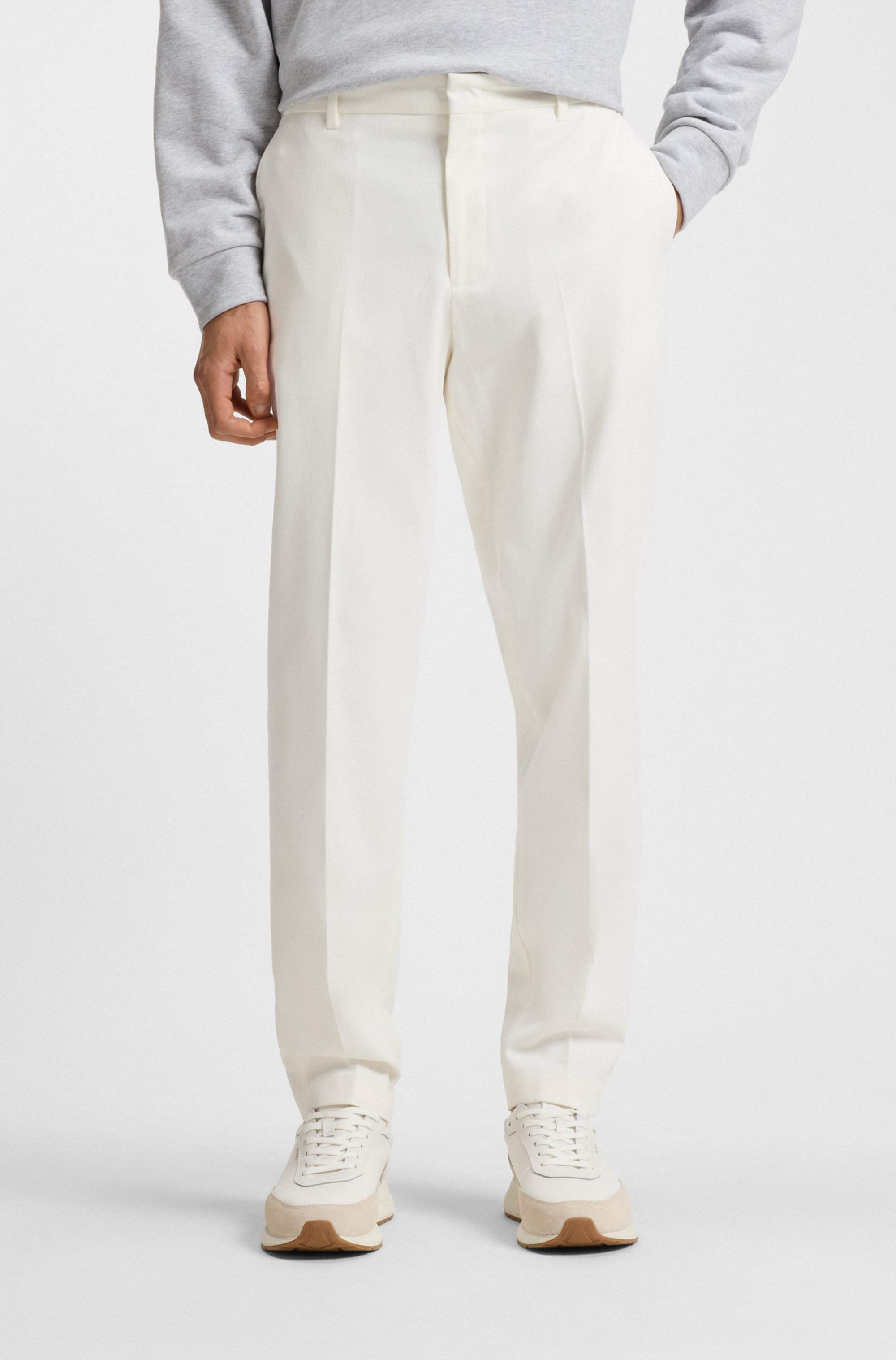 Tapered-fit trousers in mercerised stretch cotton
