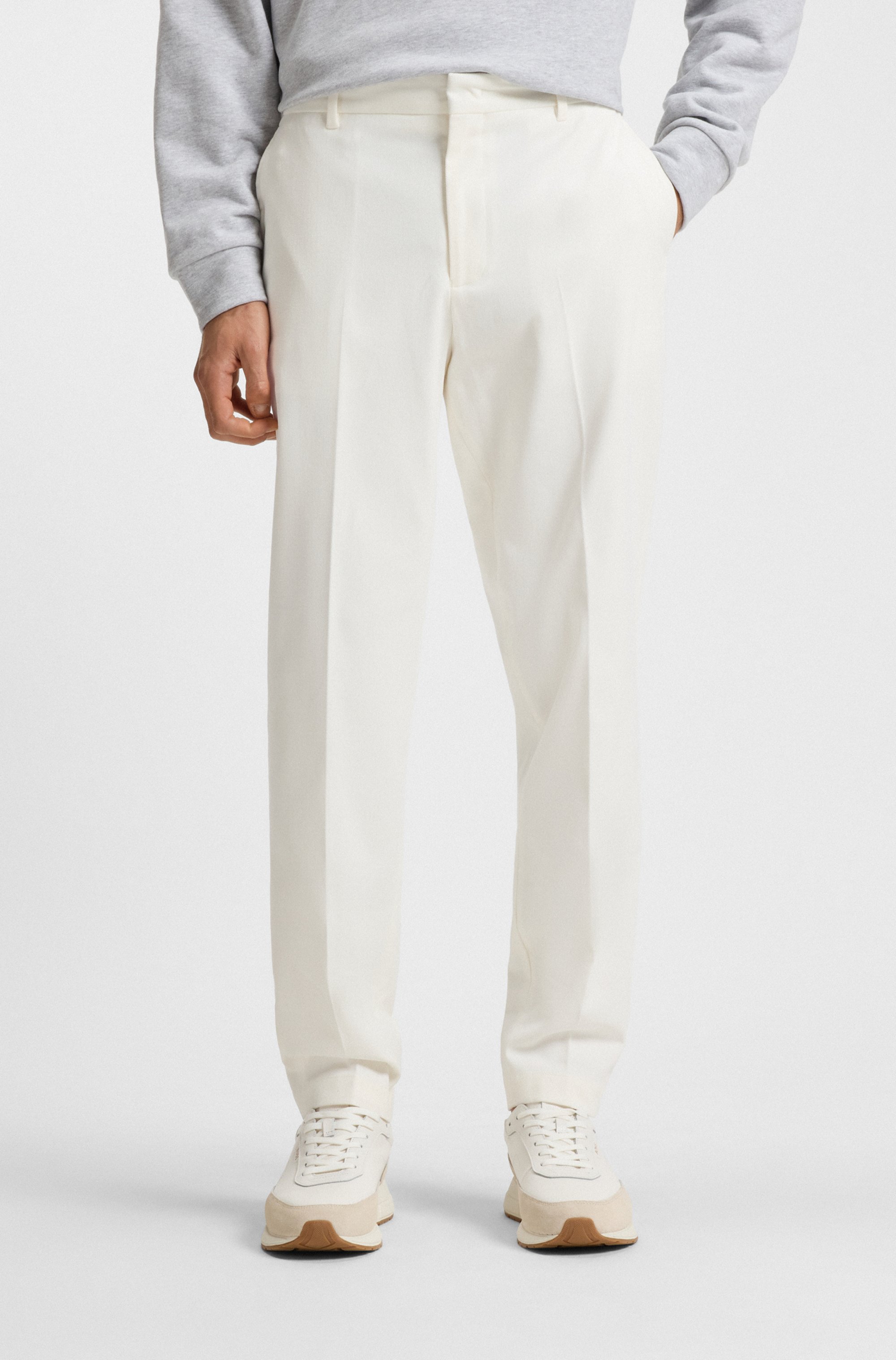 Tapered-fit trousers in mercerised stretch cotton