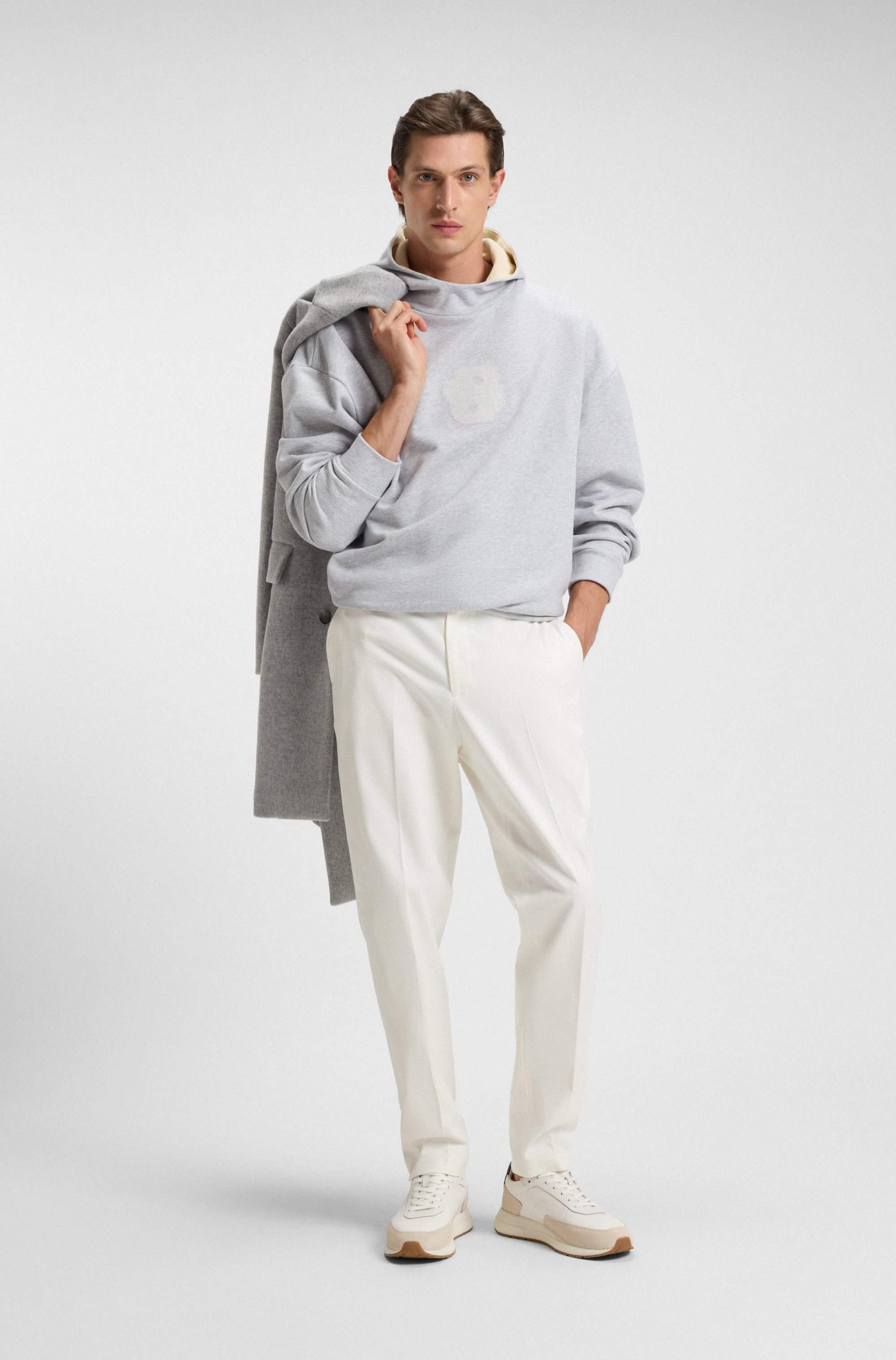 Tapered-fit trousers in mercerised stretch cotton