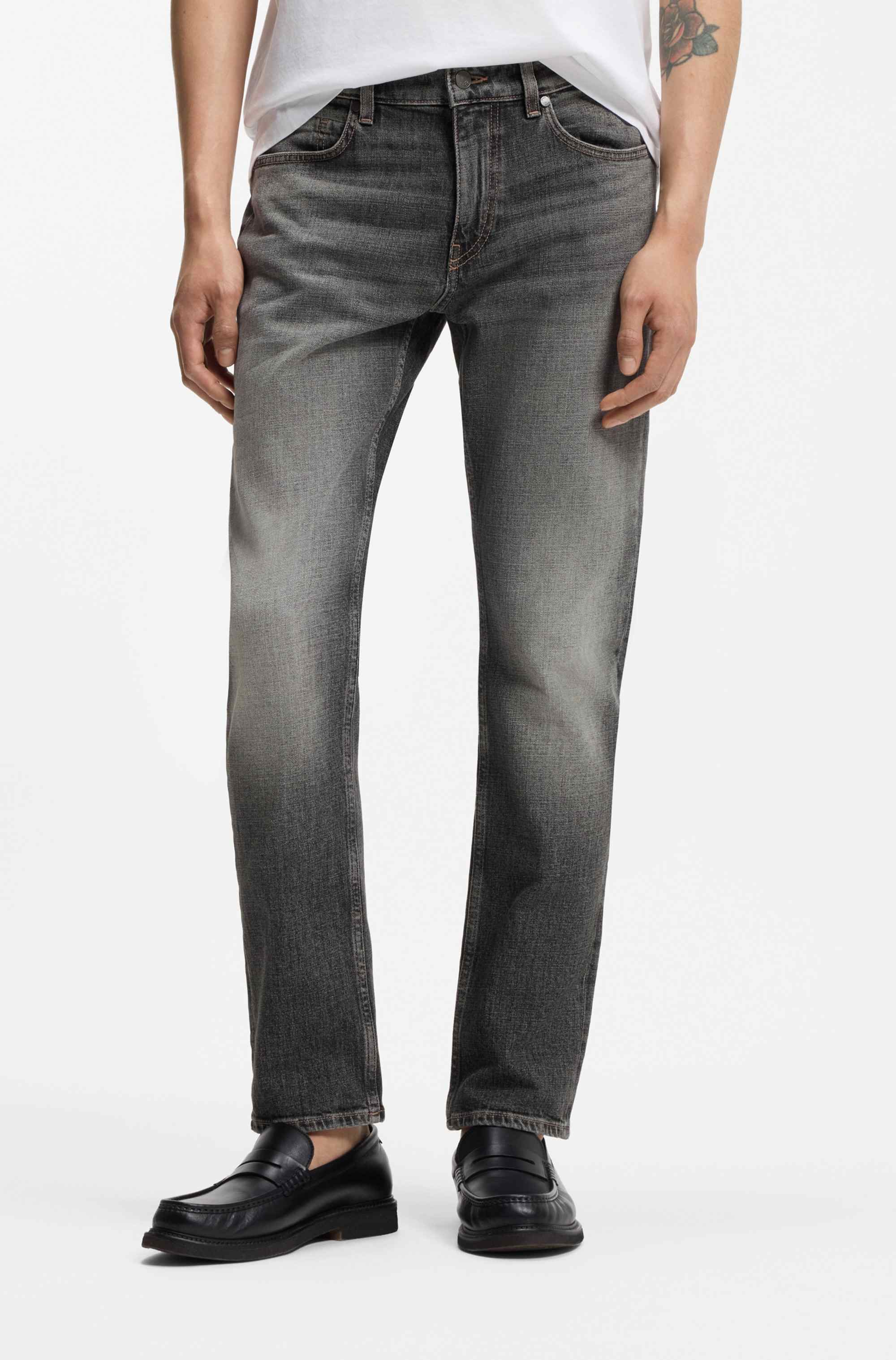 Delaware slim-fit jeans in black stretch denim