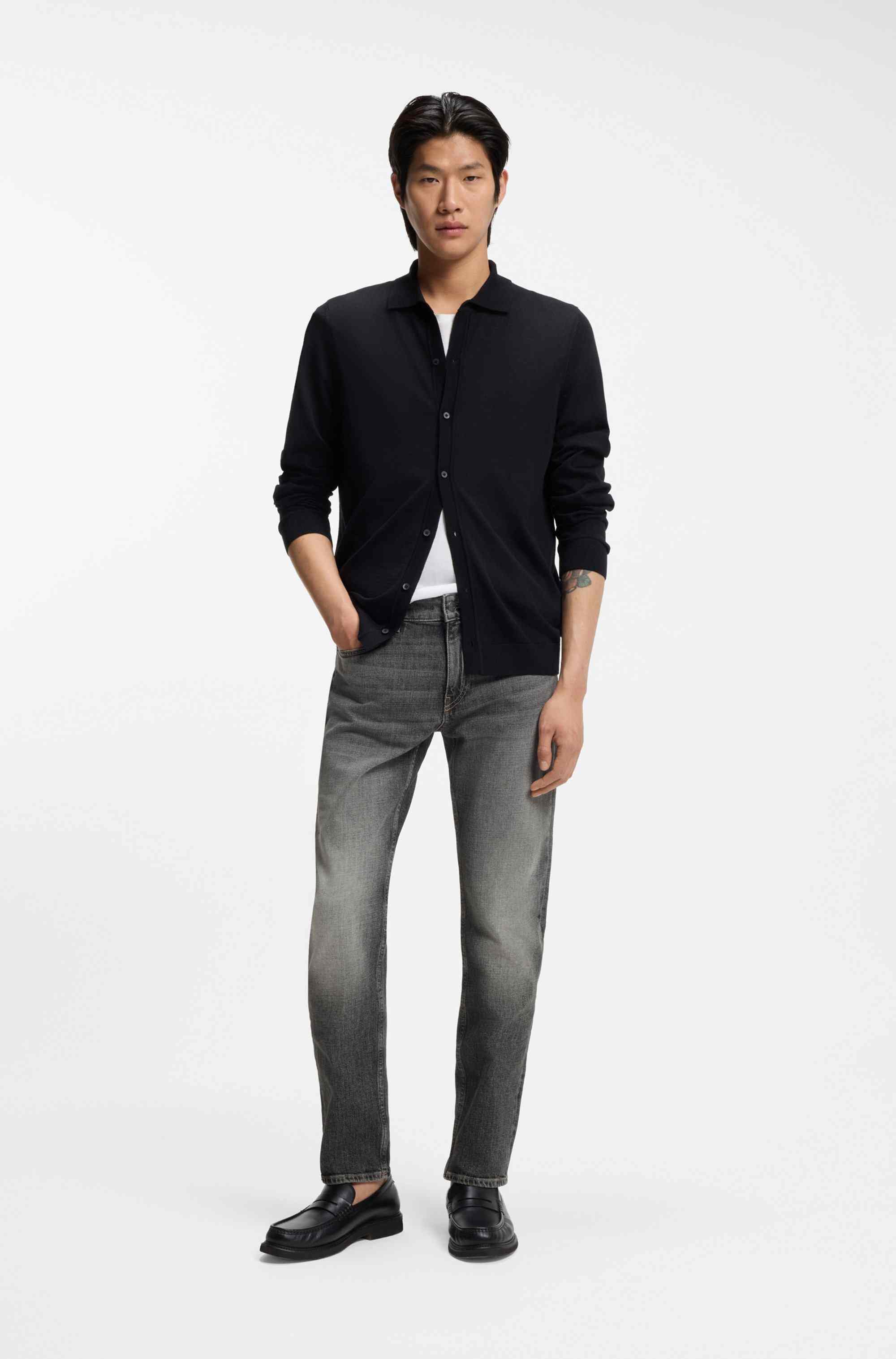 Delaware slim-fit jeans in black stretch denim