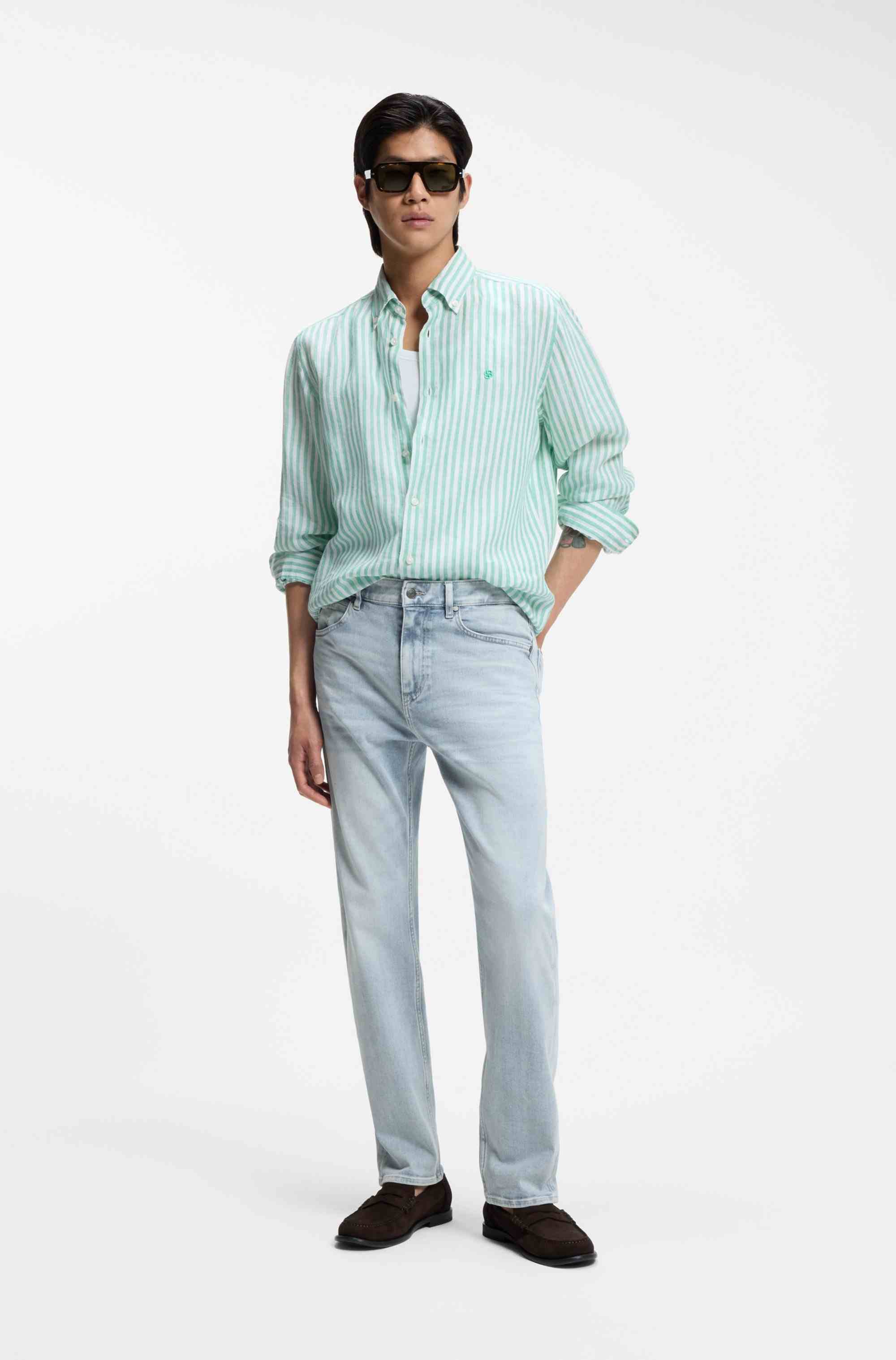 Straight-fit jeans in blue super-soft stretch denim