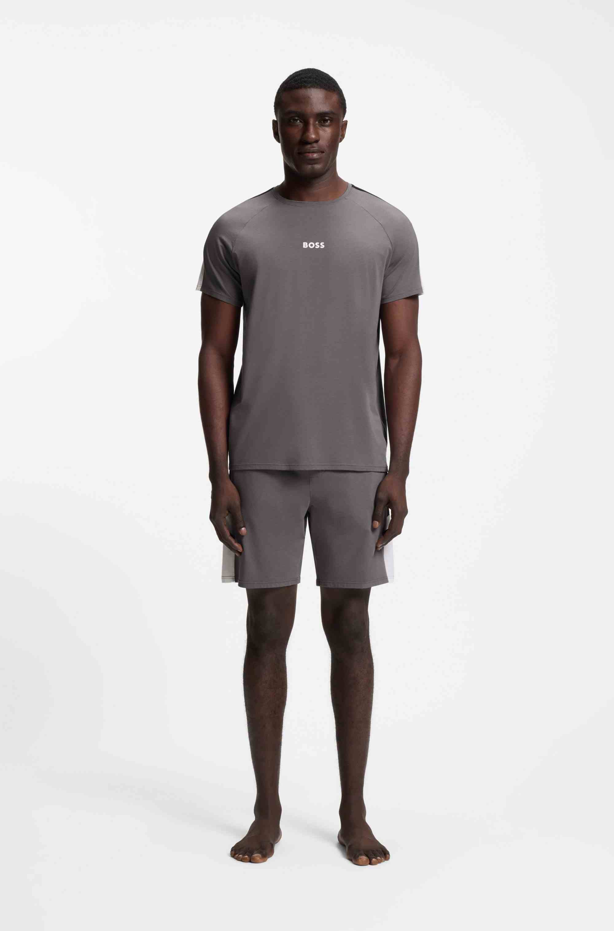 Cotton-blend pyjamas with contrast inserts