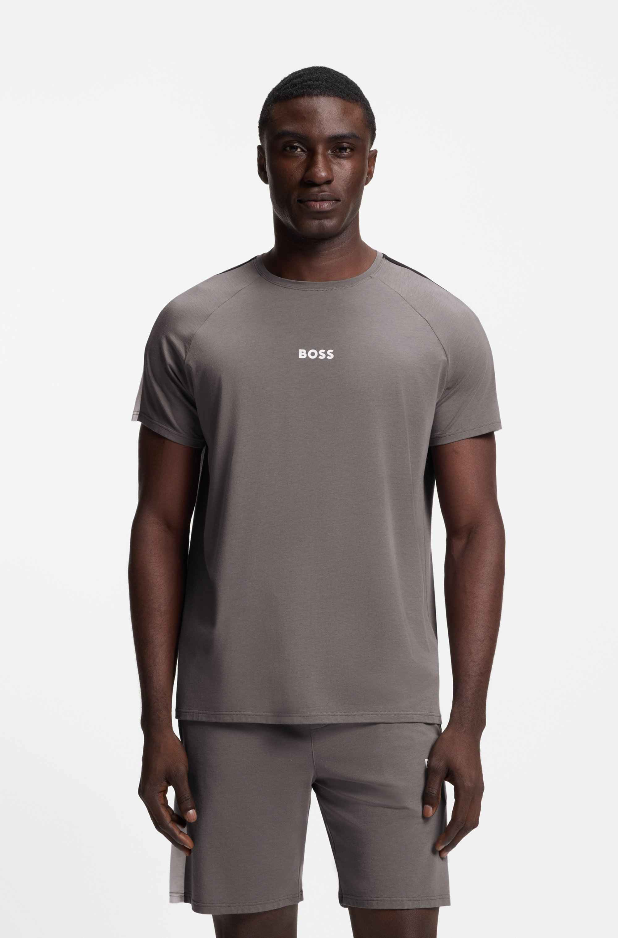 Cotton-blend pyjamas with contrast inserts