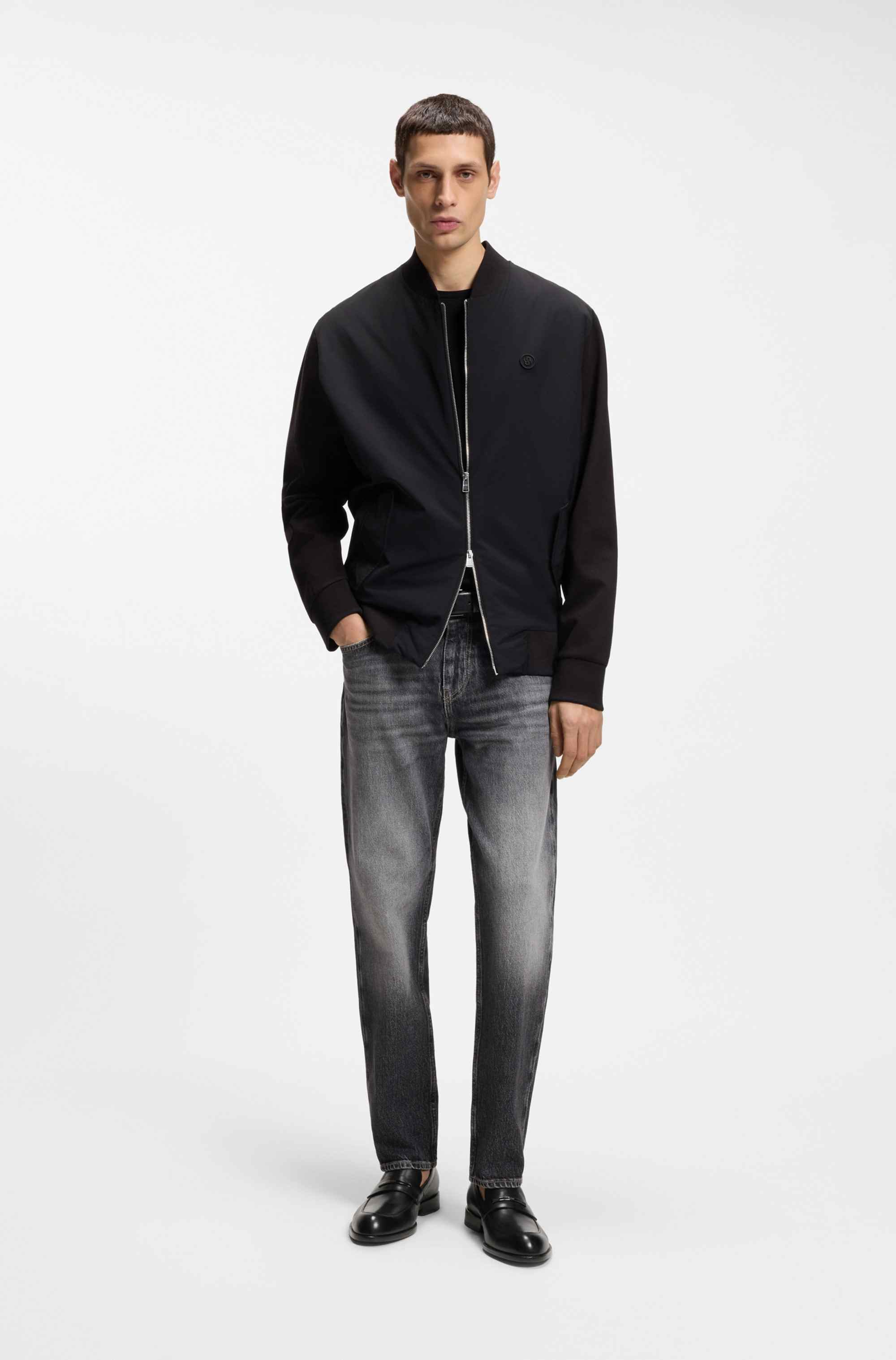 Leather loafers with branded metal trim