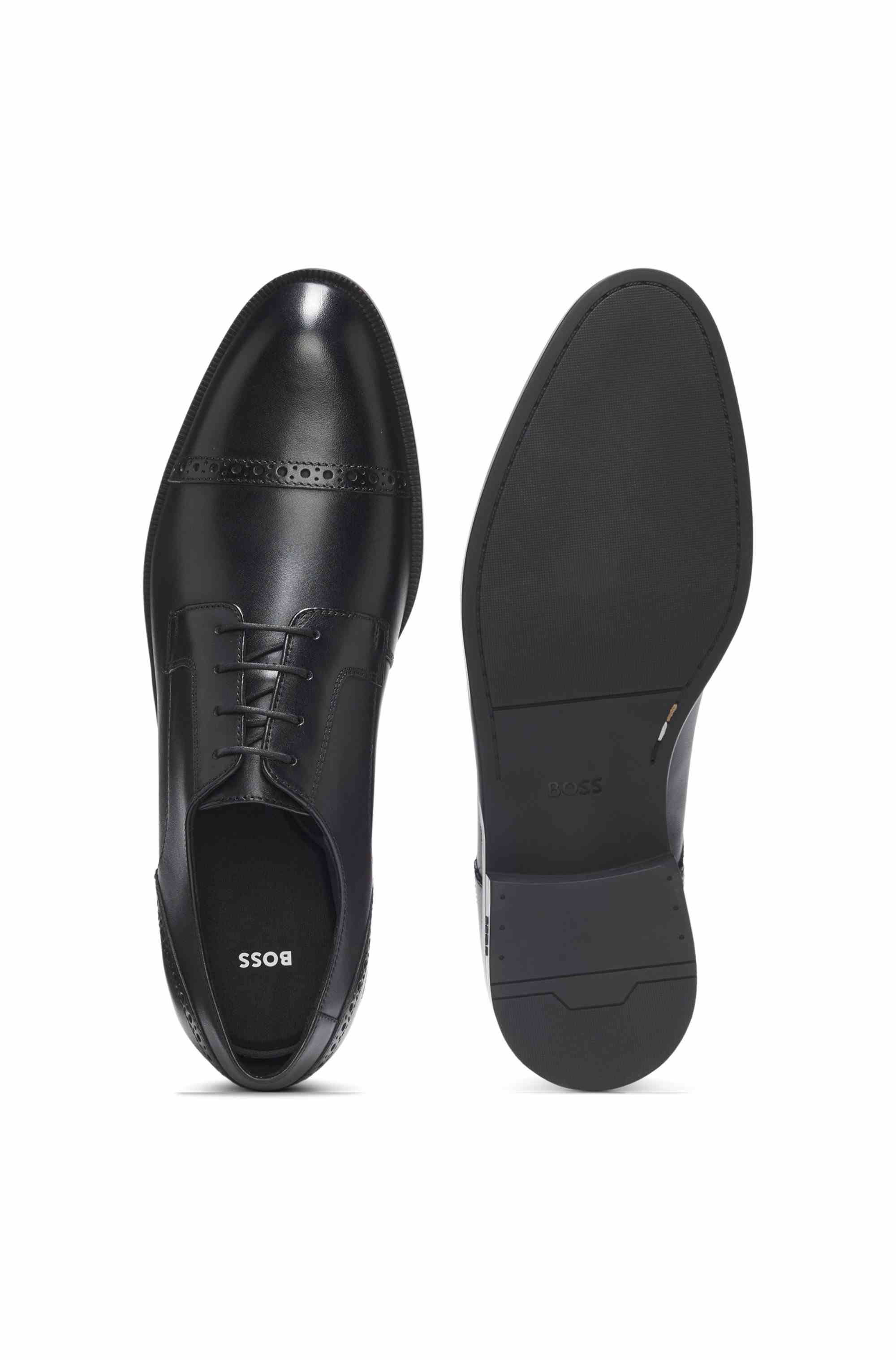 Leather Derby shoes with brogue details