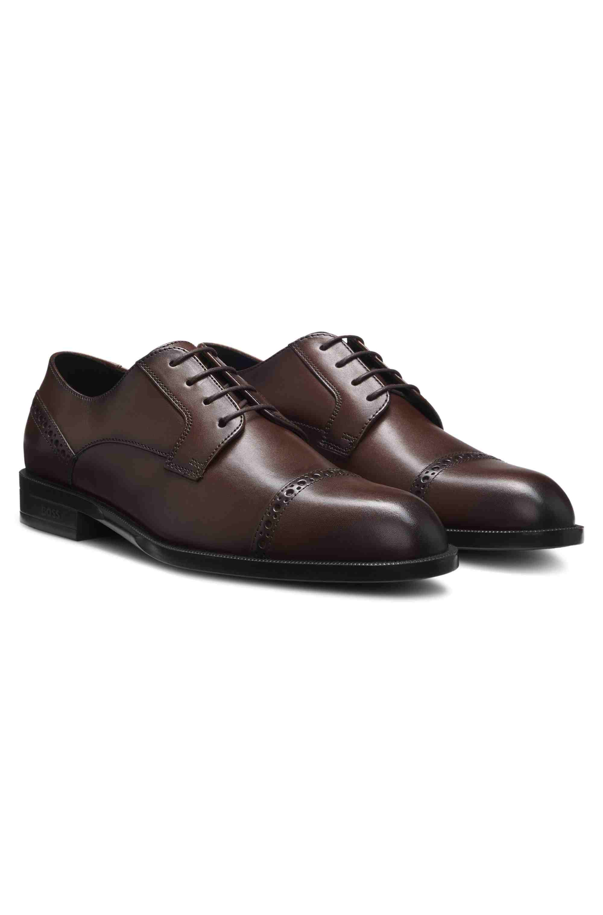 Leather Derby shoes with brogue details