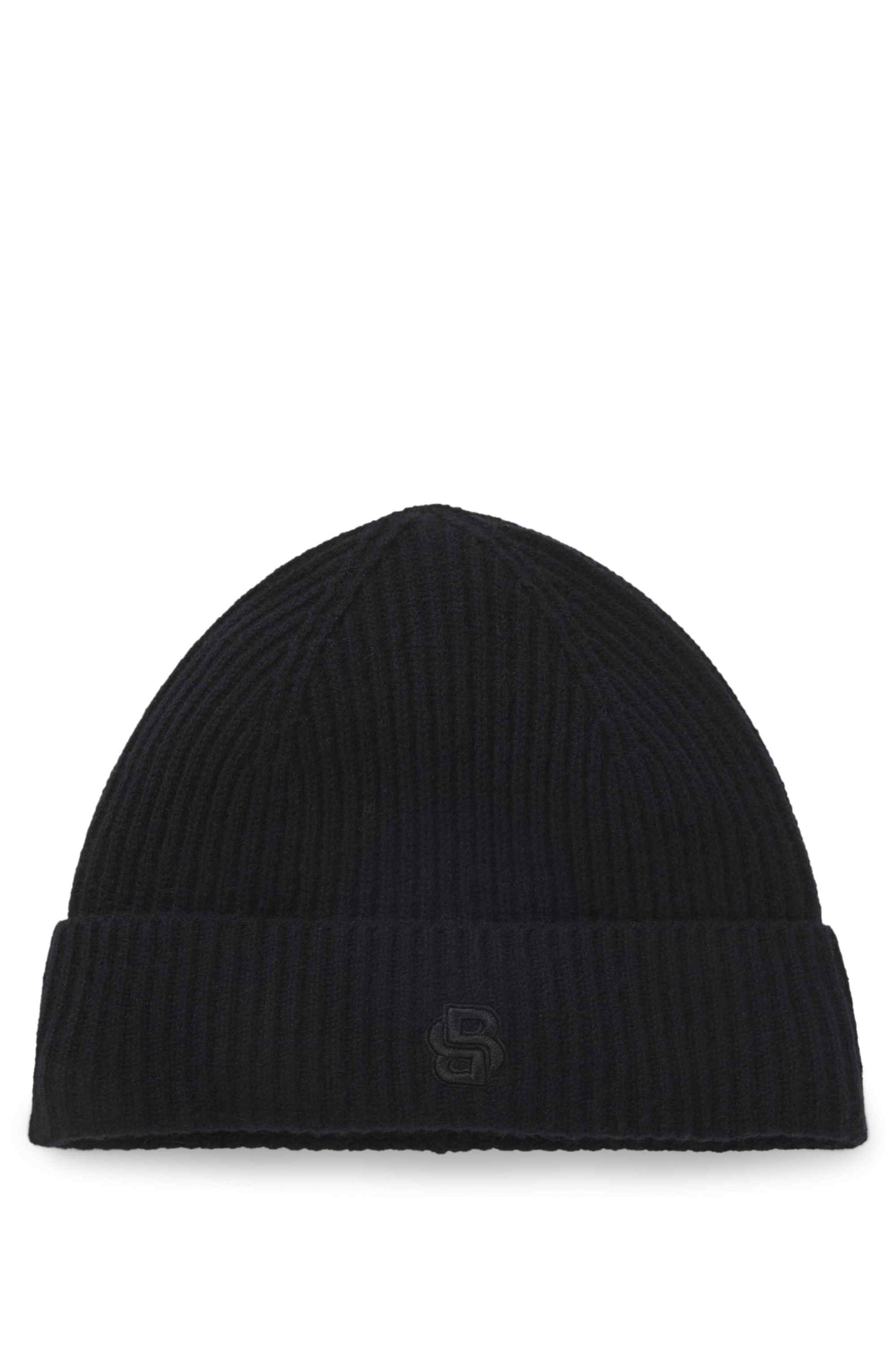 Wool-cashmere beanie hat with Double B monogram