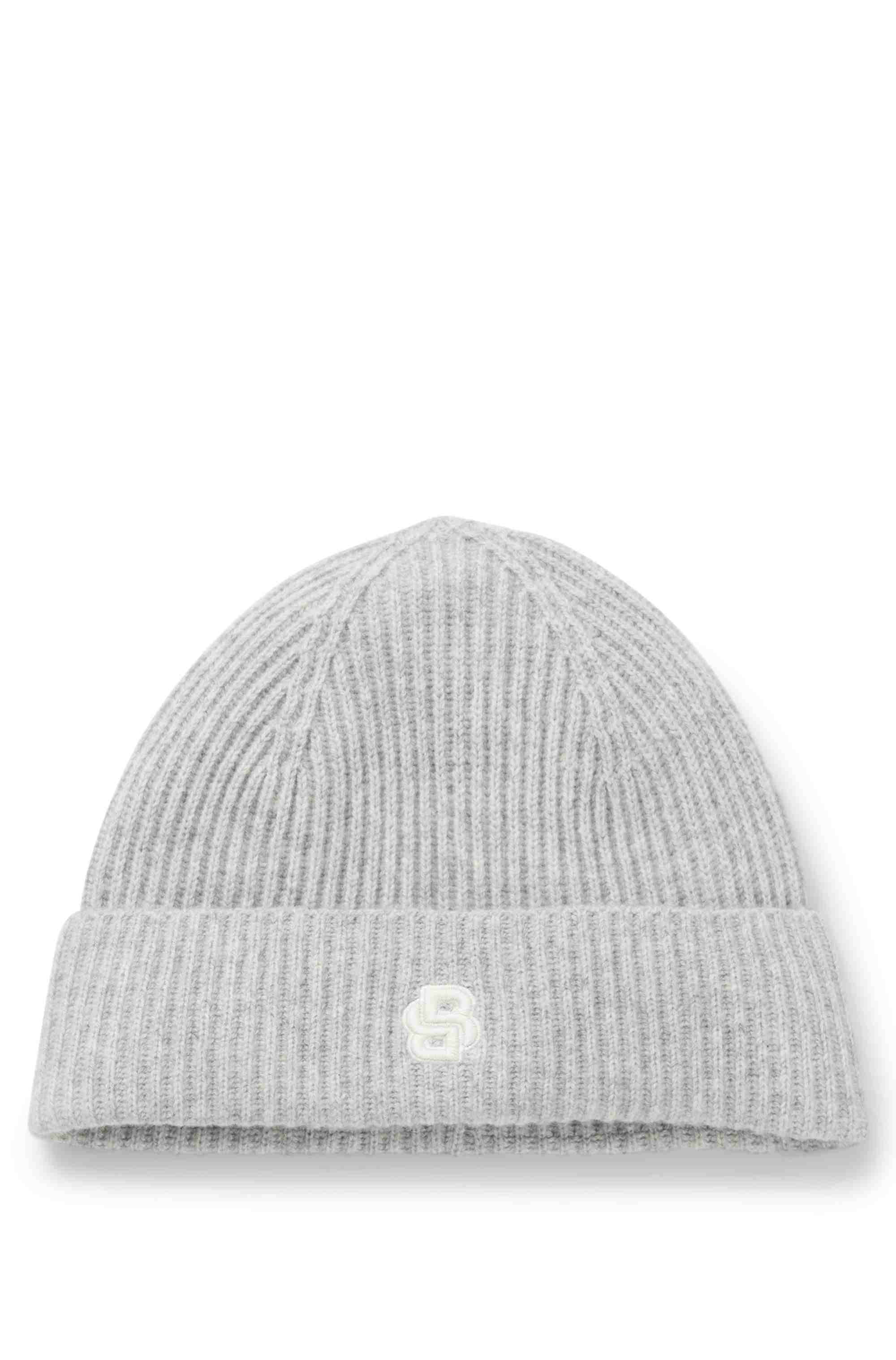 Wool-cashmere beanie hat with Double B monogram