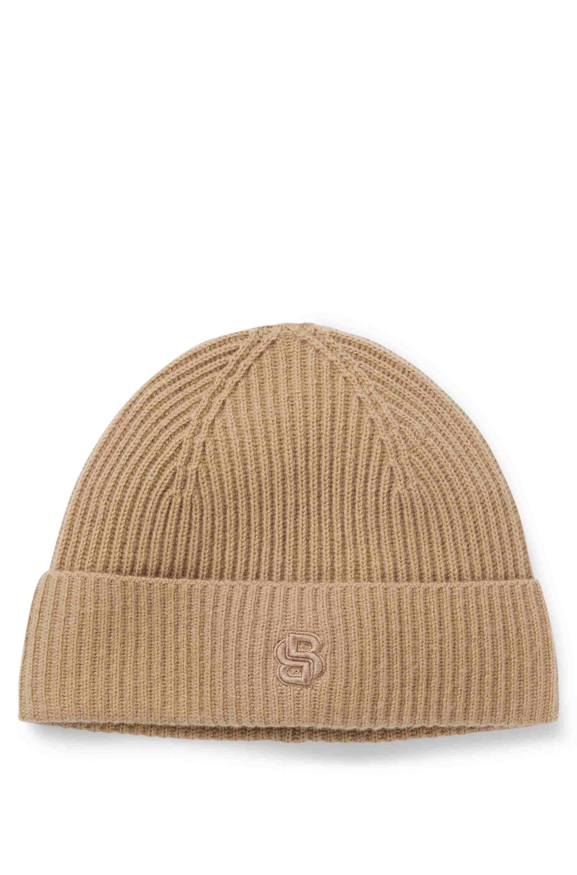 Wool-cashmere beanie hat with Double B monogram