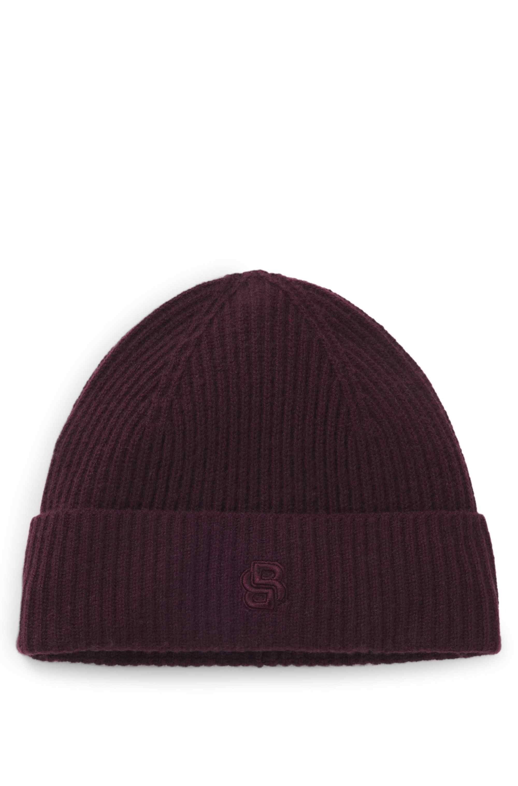 Wool-cashmere beanie hat with Double B monogram