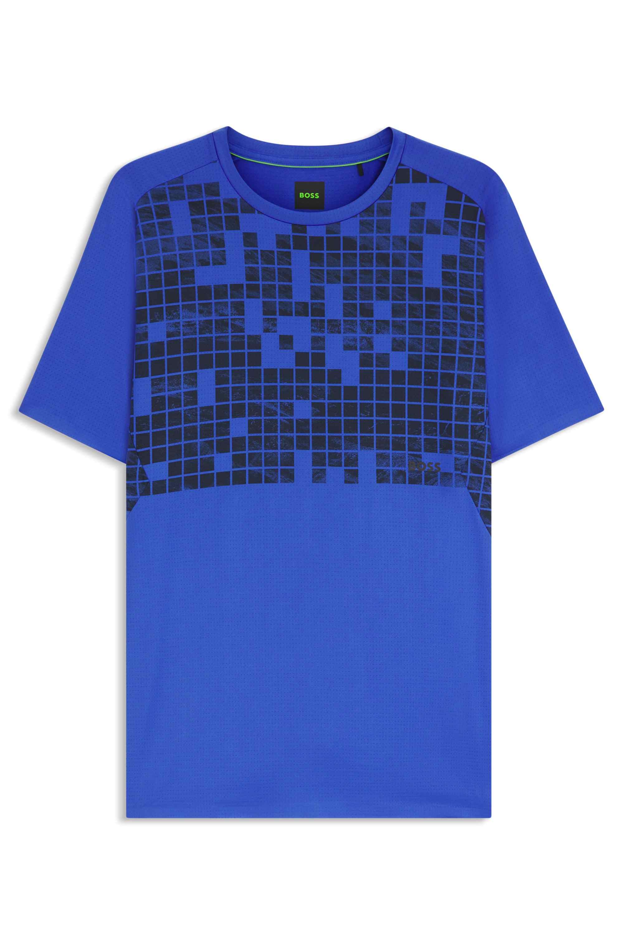 Active slim-fit T-shirt in printed stretch mesh