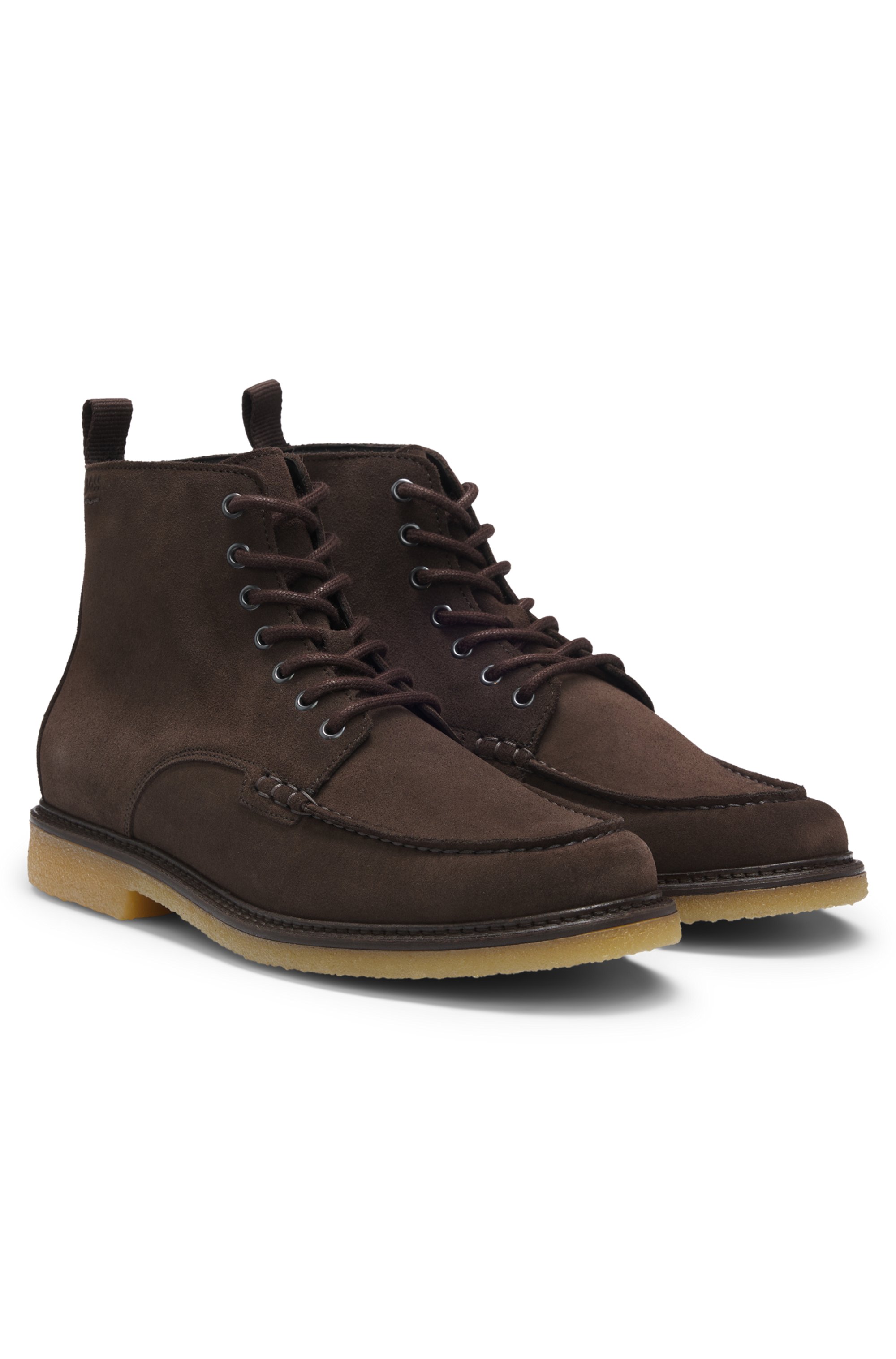 Suede half boots with crepe outsole