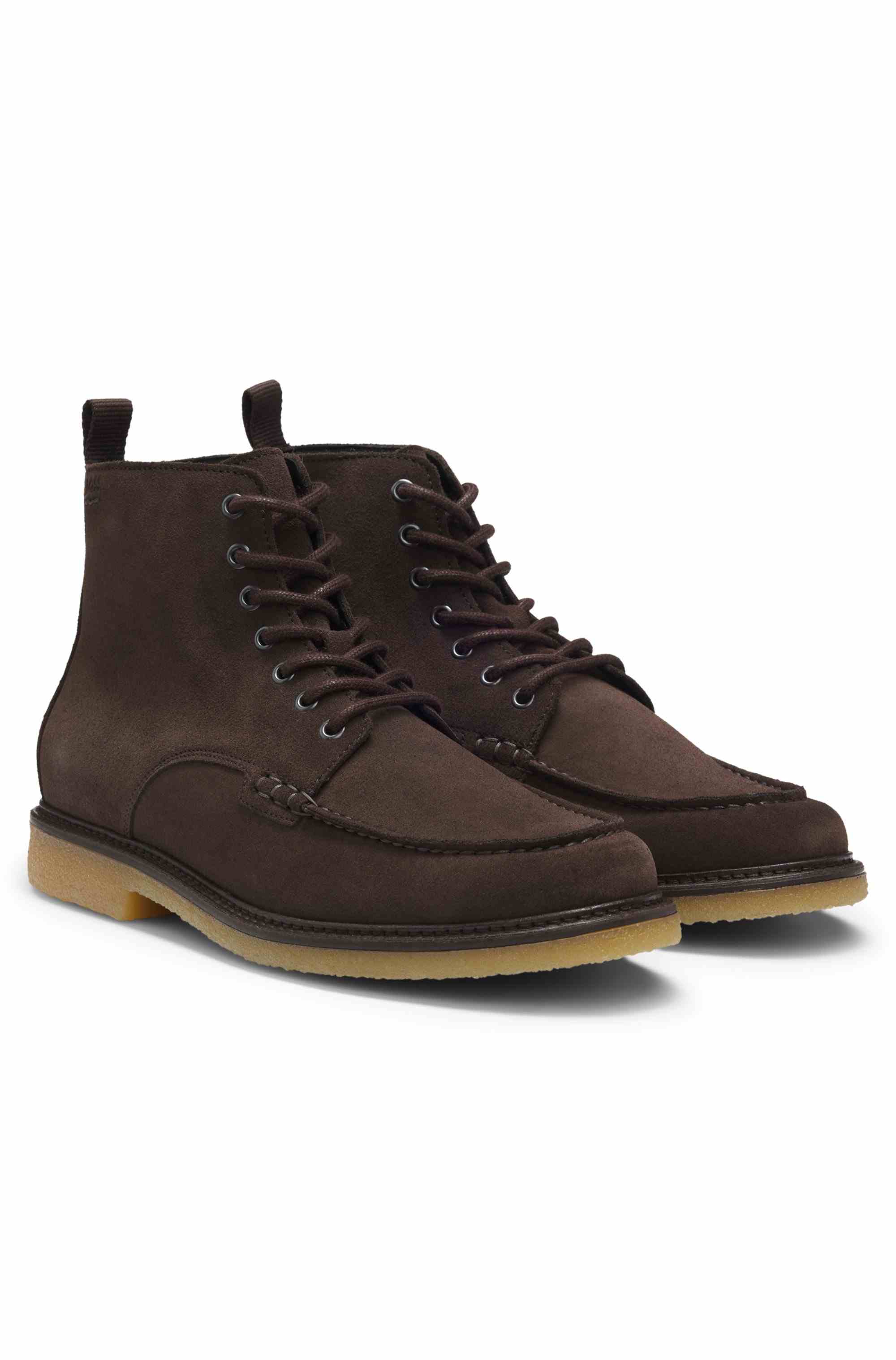 Suede half boots with crepe outsole