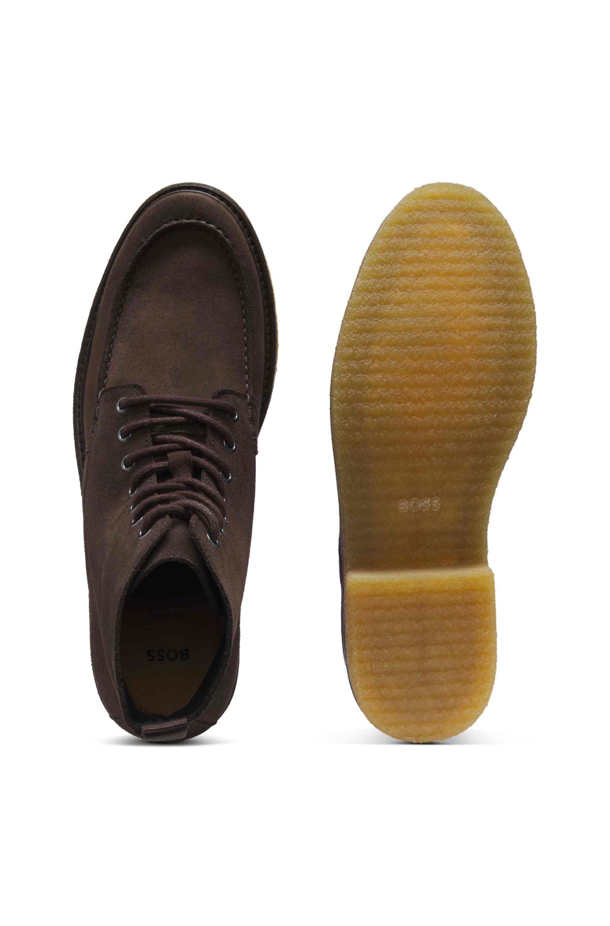 Suede half boots with crepe outsole