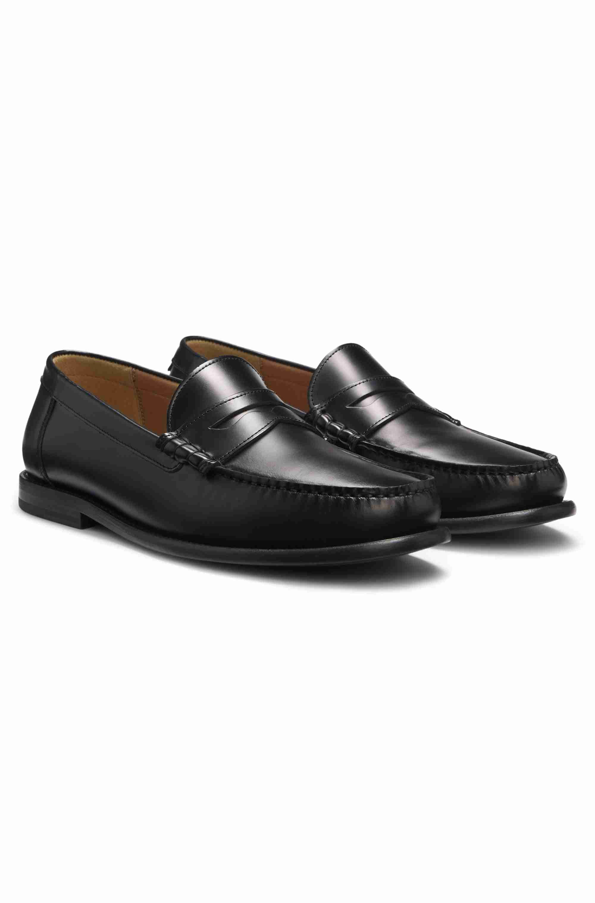 Leather loafers with penny trim
