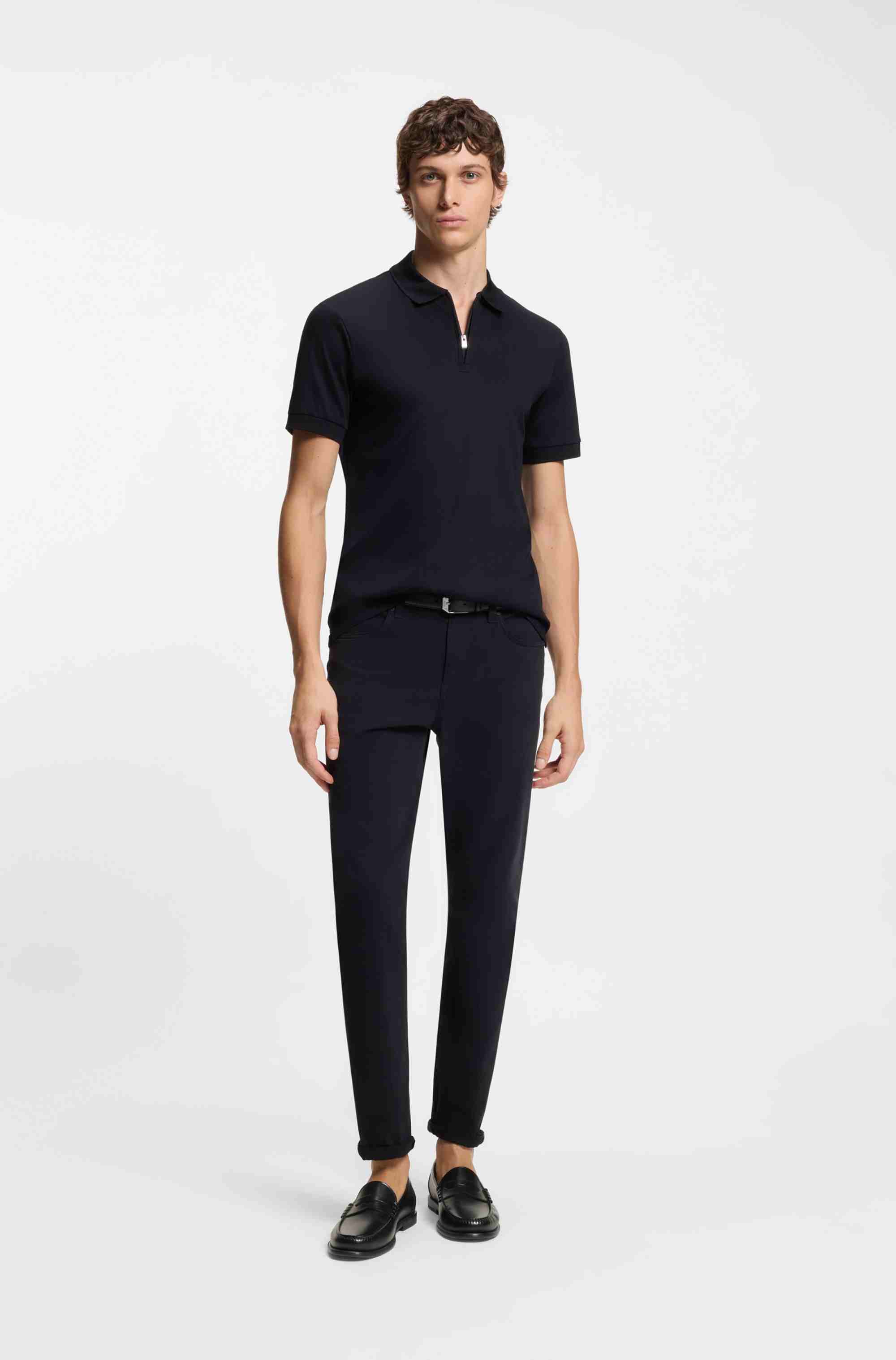 Leather loafers with penny trim