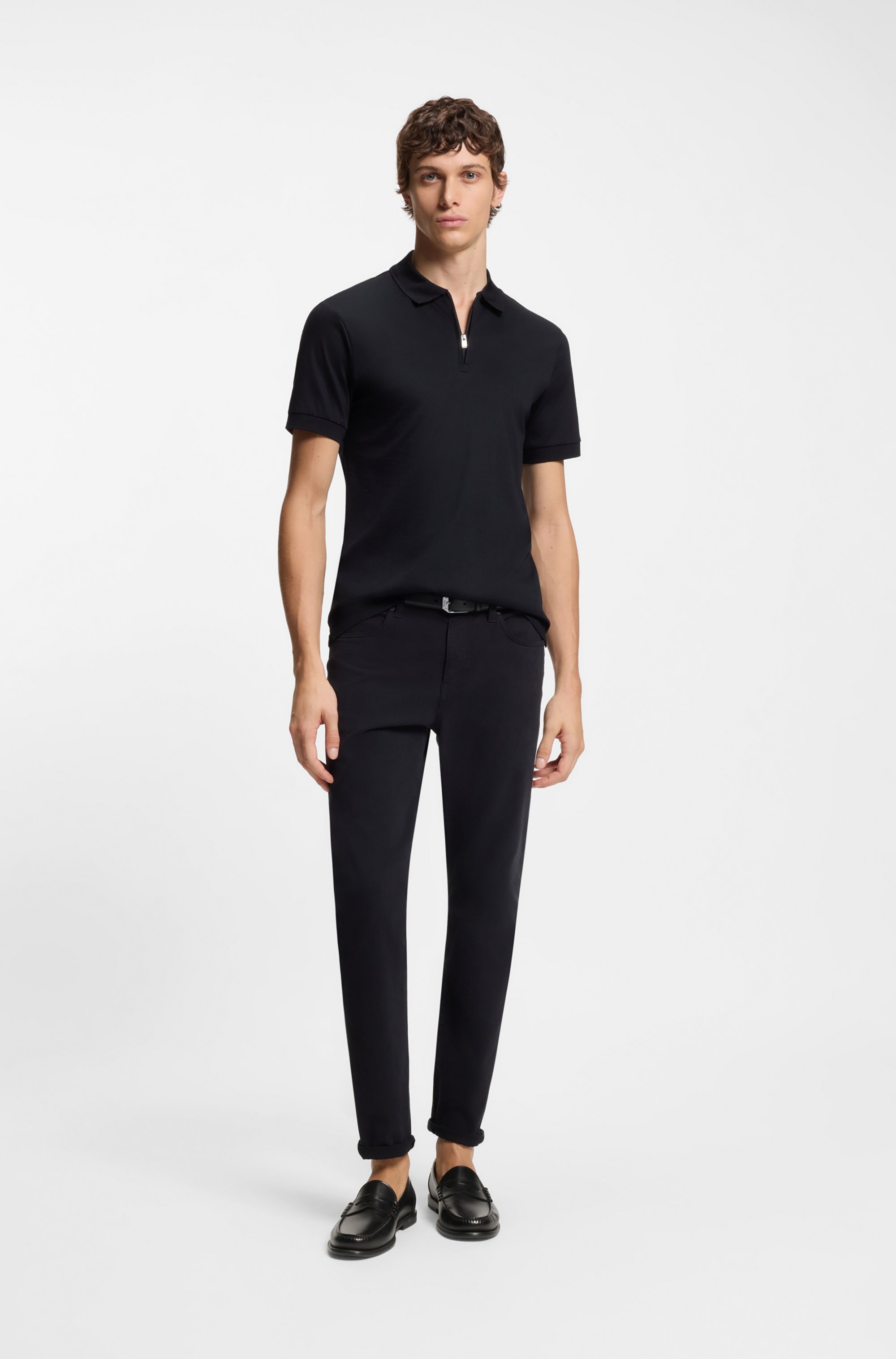 Leather loafers with penny trim