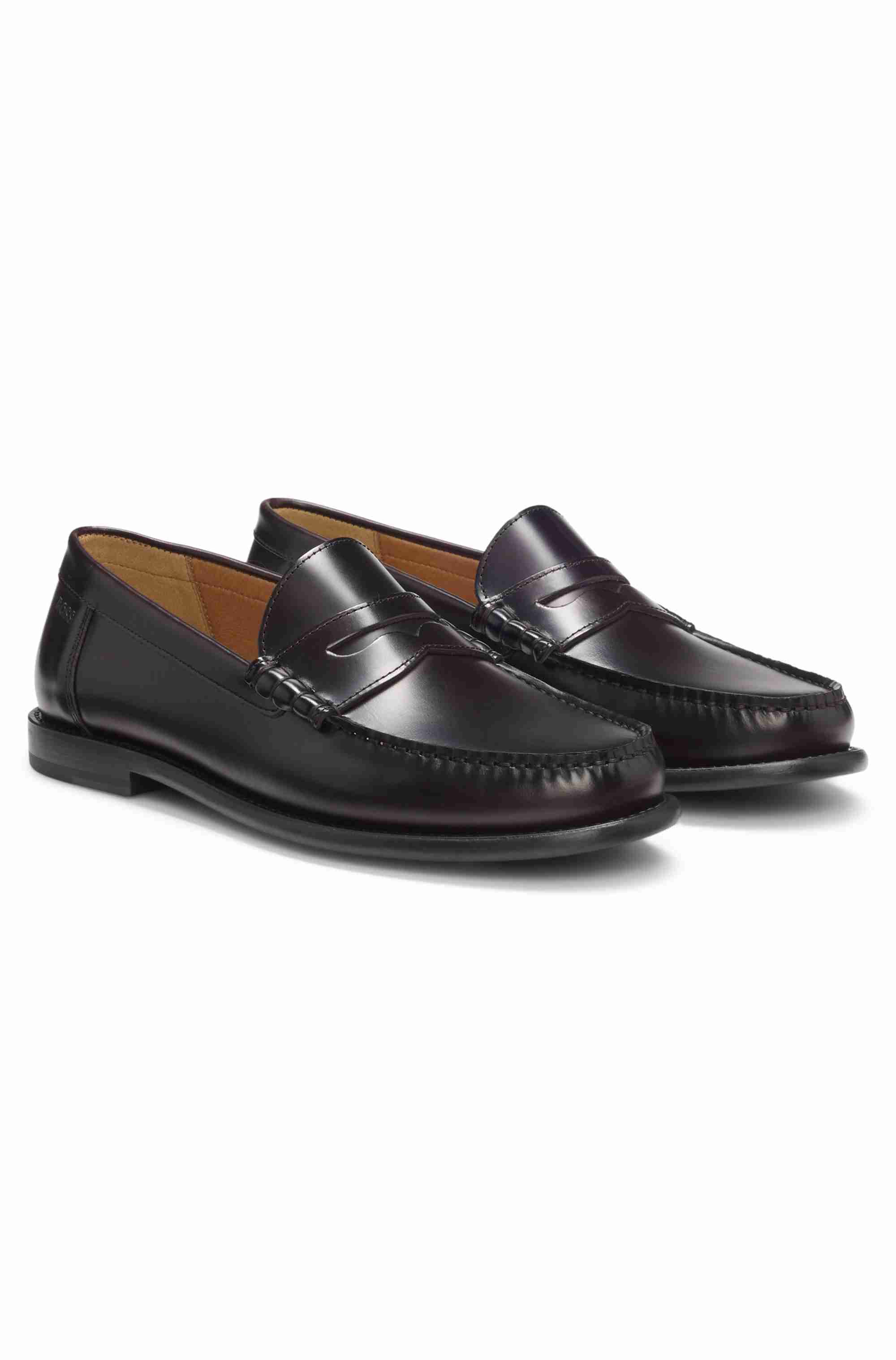 Leather loafers with penny trim