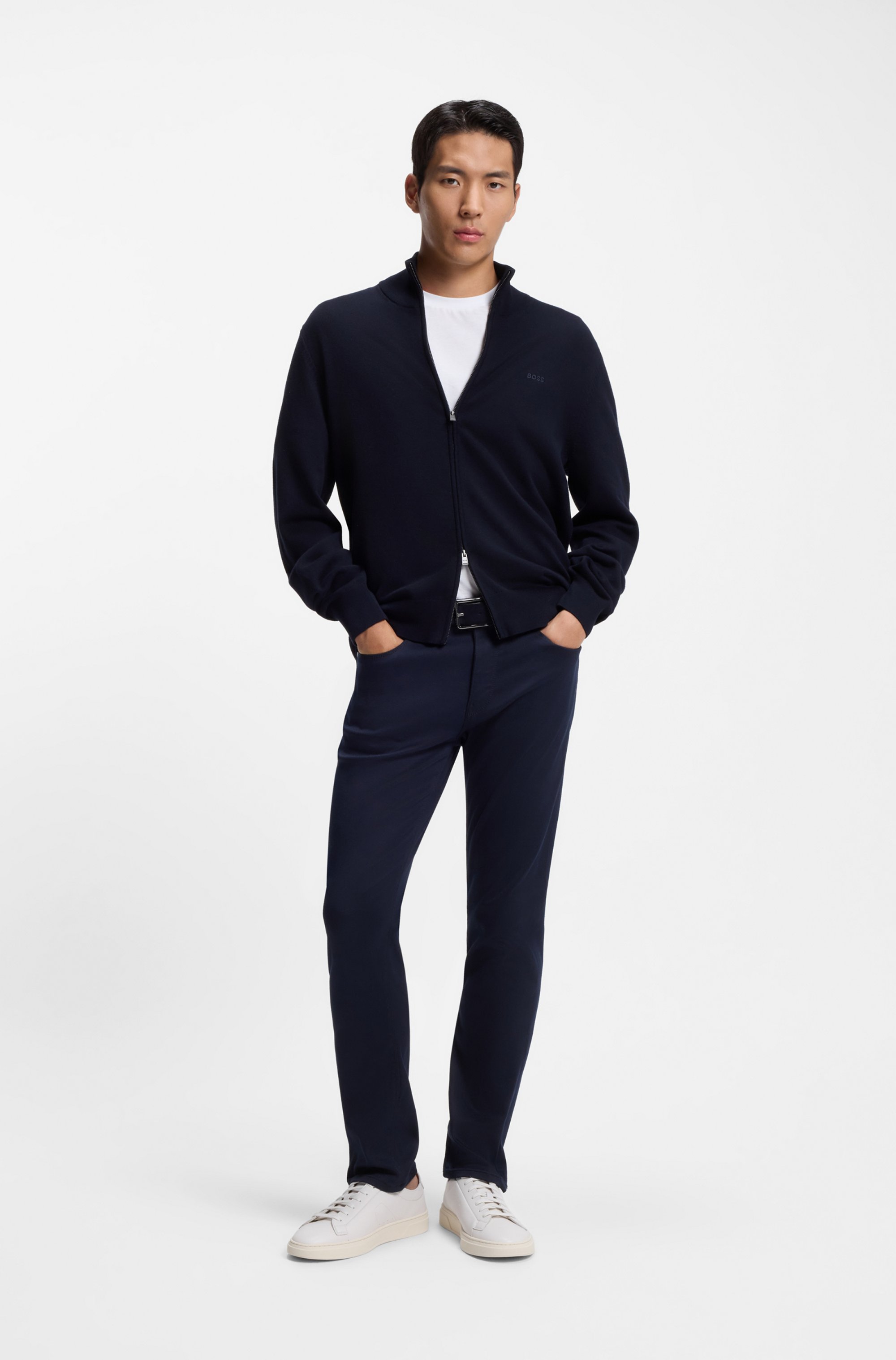 Low-top trainers in leather with embossed logo