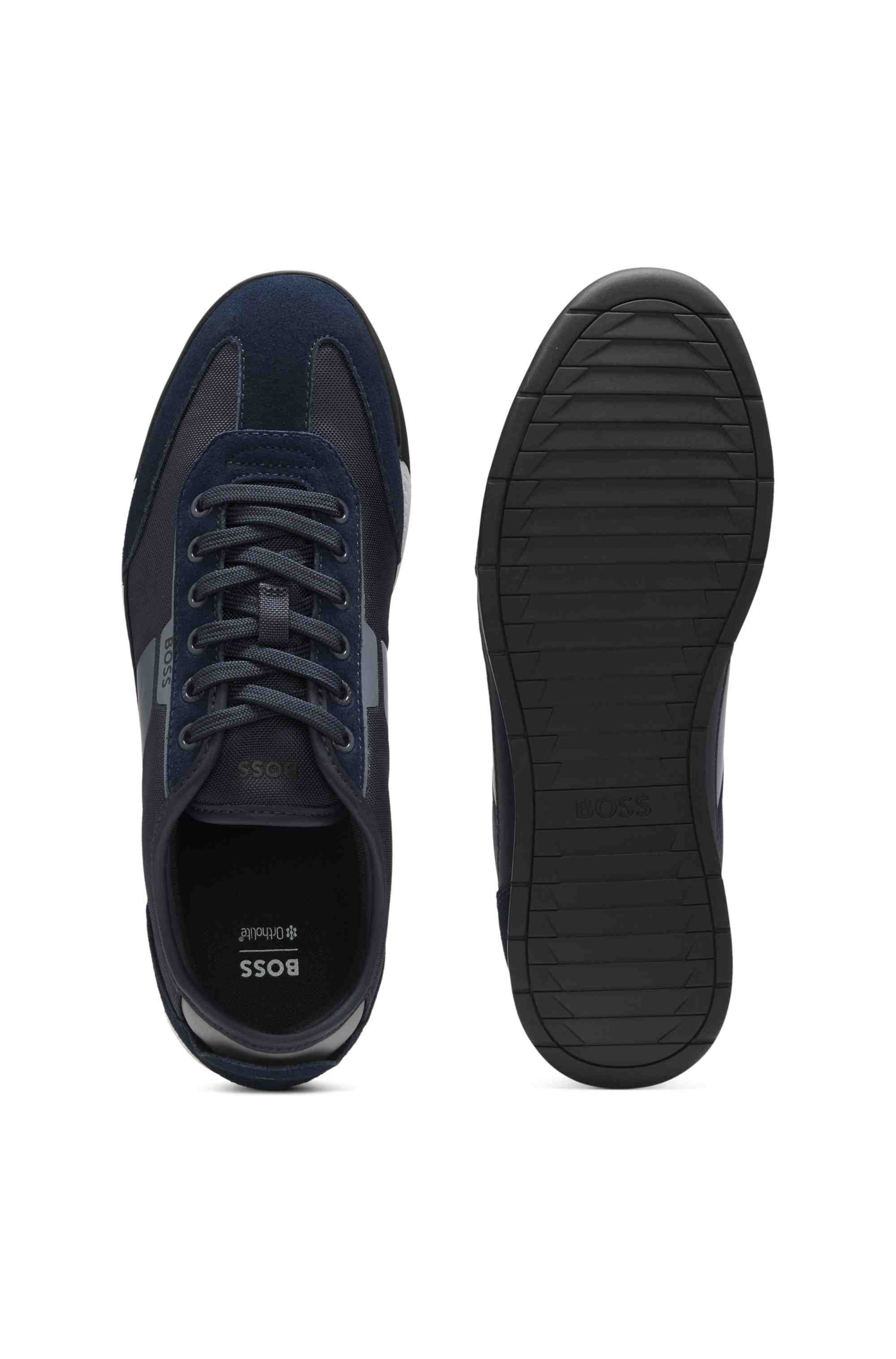 Low-top trainers with structured trims