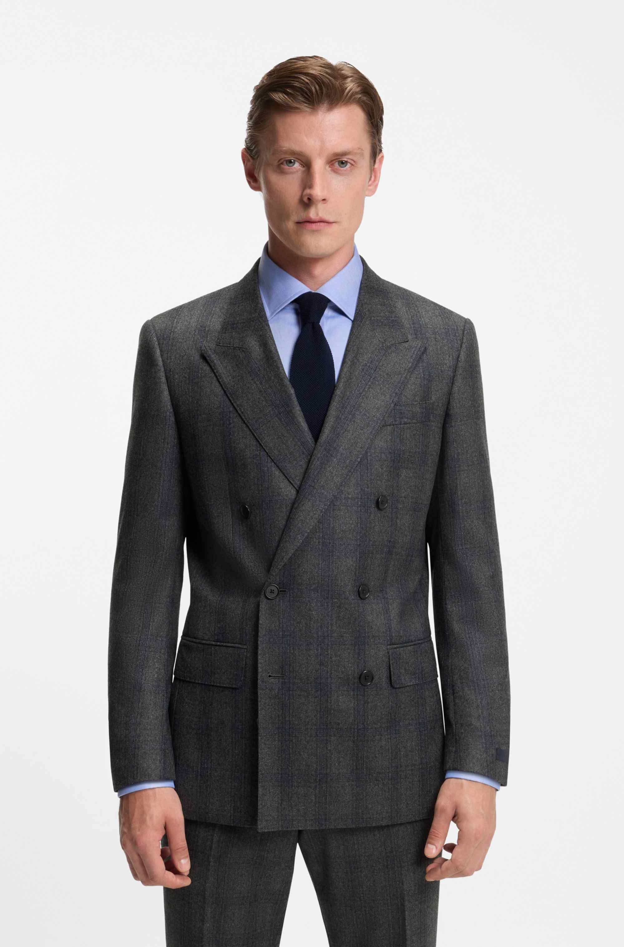 BECKHAM x BOSS slim-fit suit jacket in checked wool