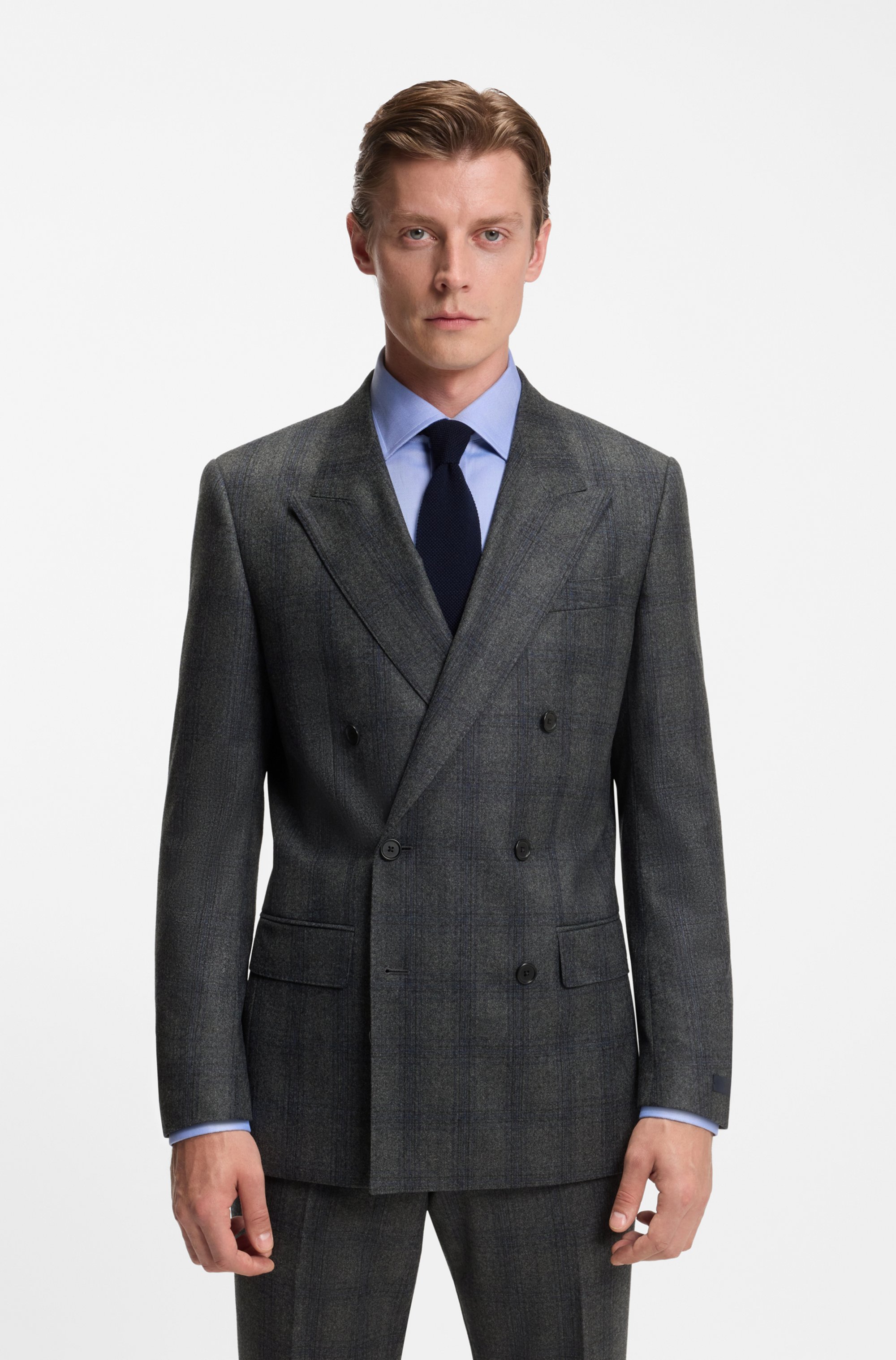 BECKHAM x BOSS slim-fit suit jacket in checked wool